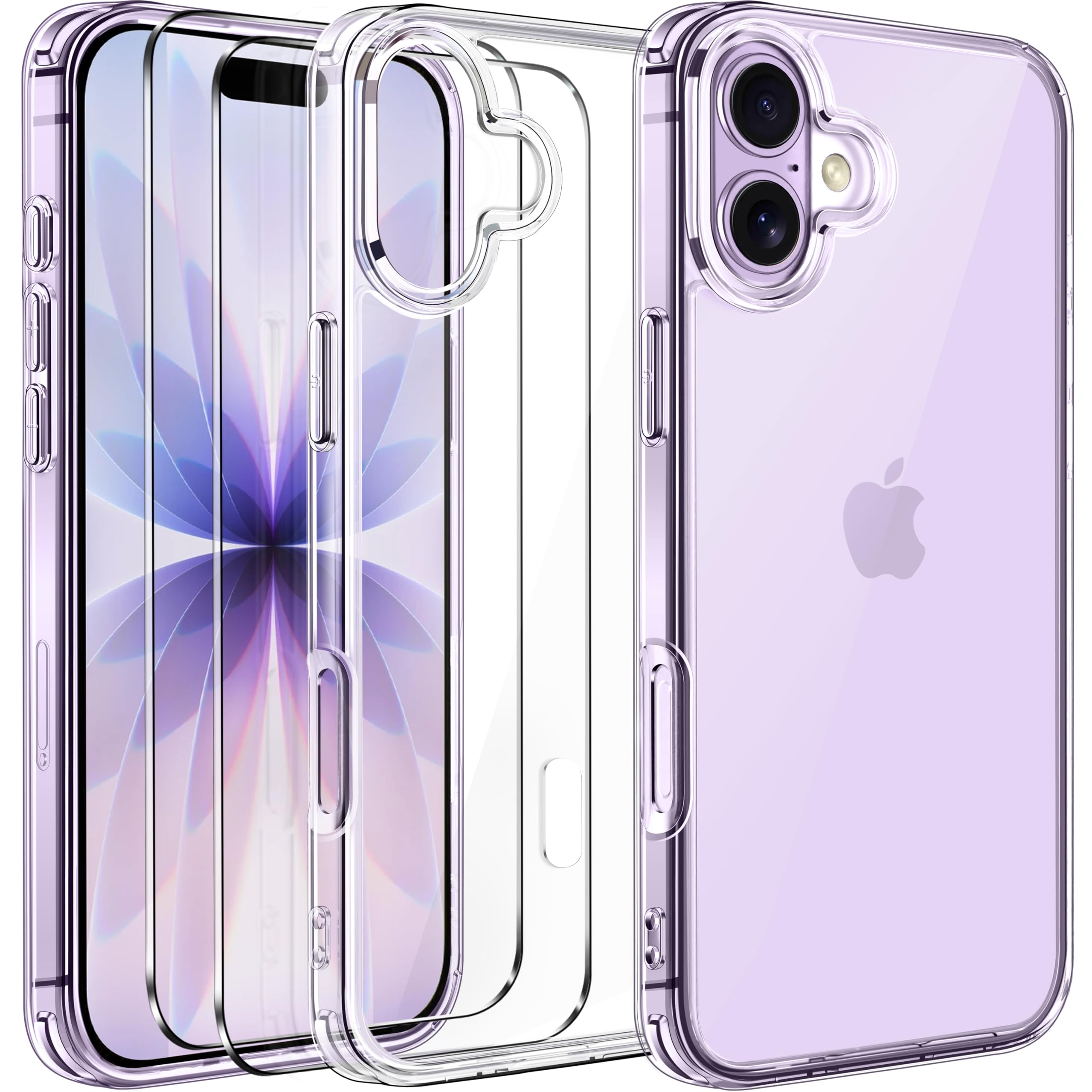 iVoler Anti Ingiallimento Chiaro Cover per iPhone 17 6.3 Pollice con 2 Pezzi Pellicola Vetro Temperato, [Antiurto di Grado Militare] Custodia Trasparente Sottile Case