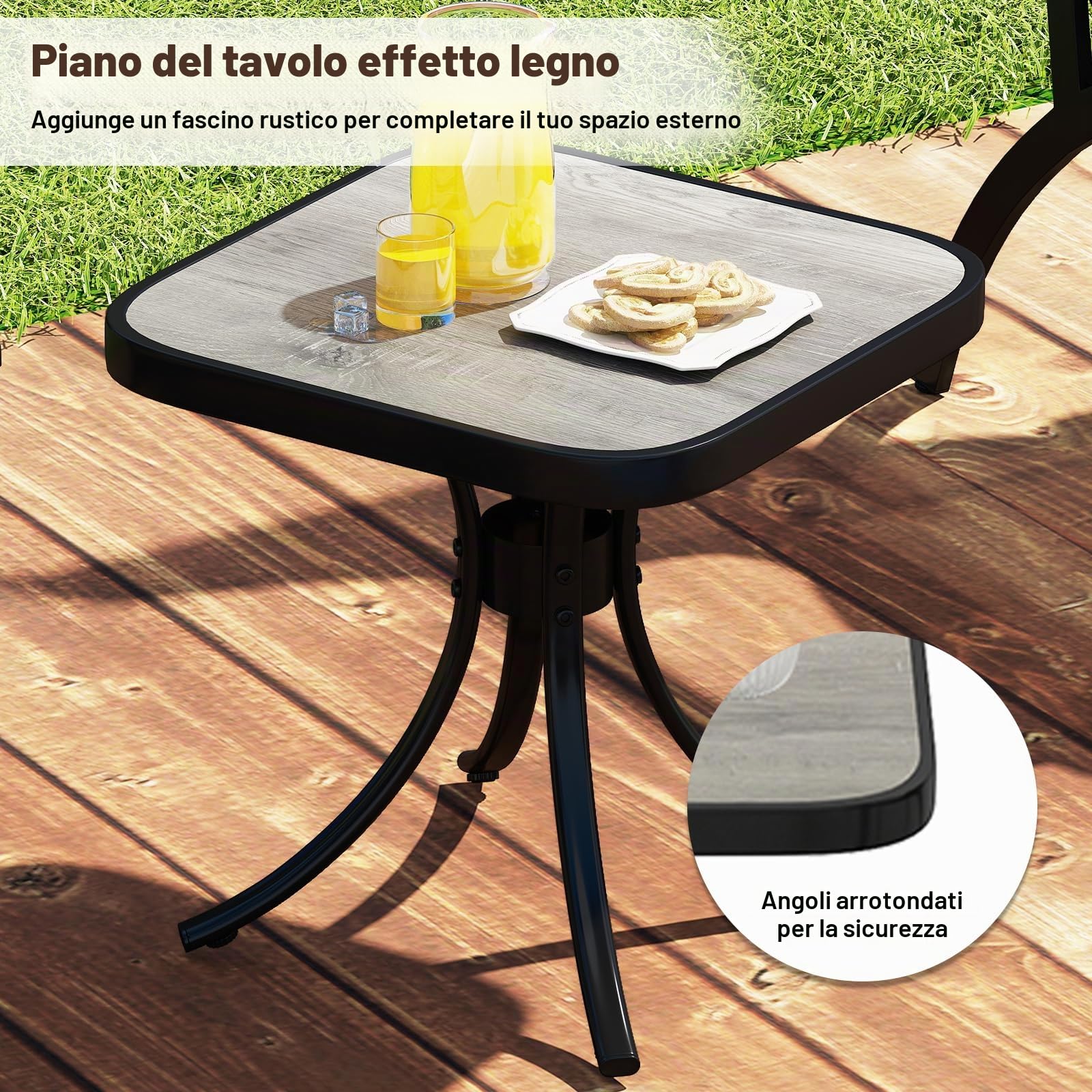 KOMFOTTEU Set di Mobile da Giardino in 5 Pezzi, Set Tavolo e Sedie da Balcone in Tessuto Textilene, Set da Bistrò con Tavolo, 2 Sedie Adirondack e 2 Poggiapiedi per Terrazza, Bordo di Piscina, Marrone