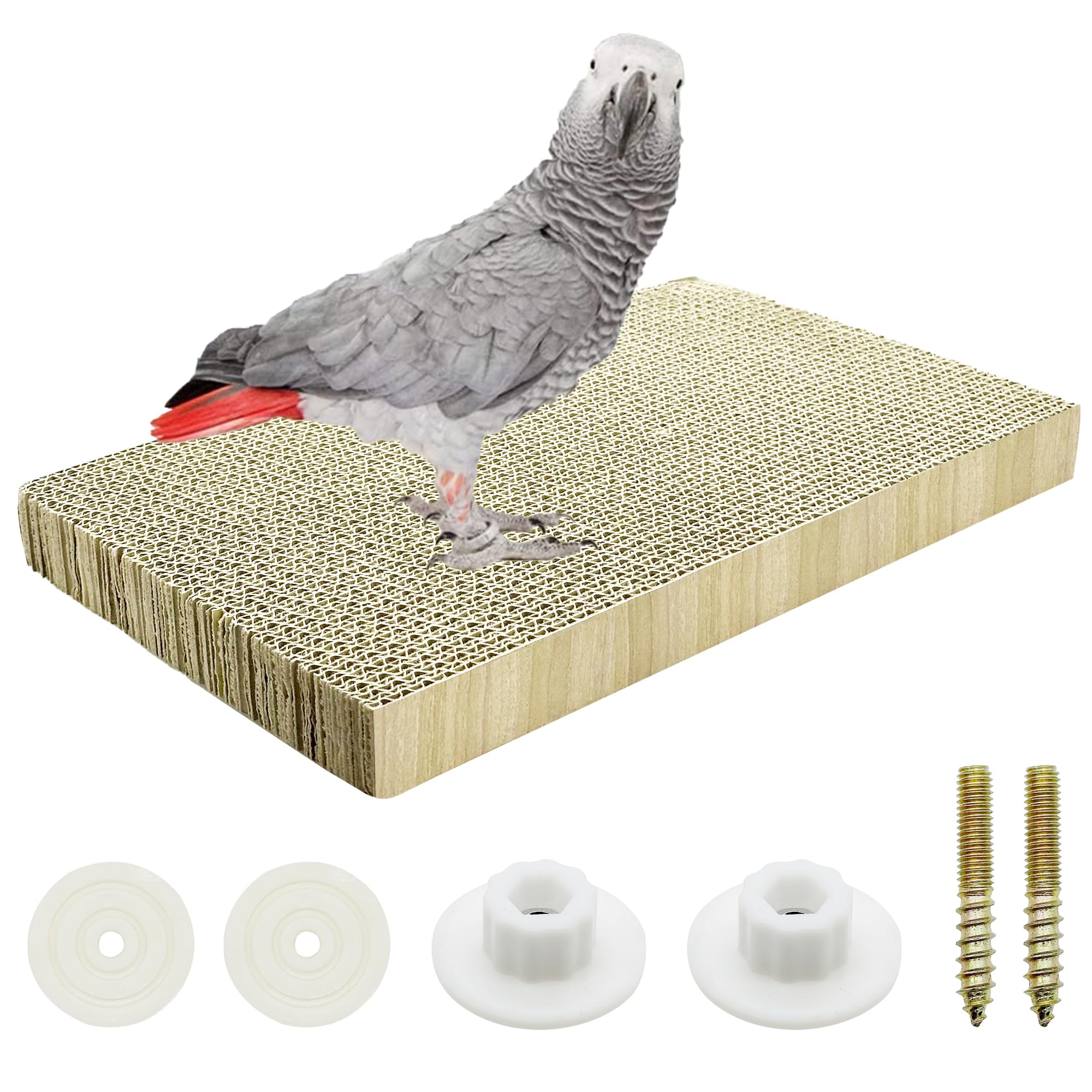 Allazone Bird Perch Stand, Parrot Toys Parrot Chew Toys, Parrot Cardboard Bird Chew Toys Shredder Foraging Toys for Parakeet Parrot, Cockatiel, Conure, Lovebirds, L