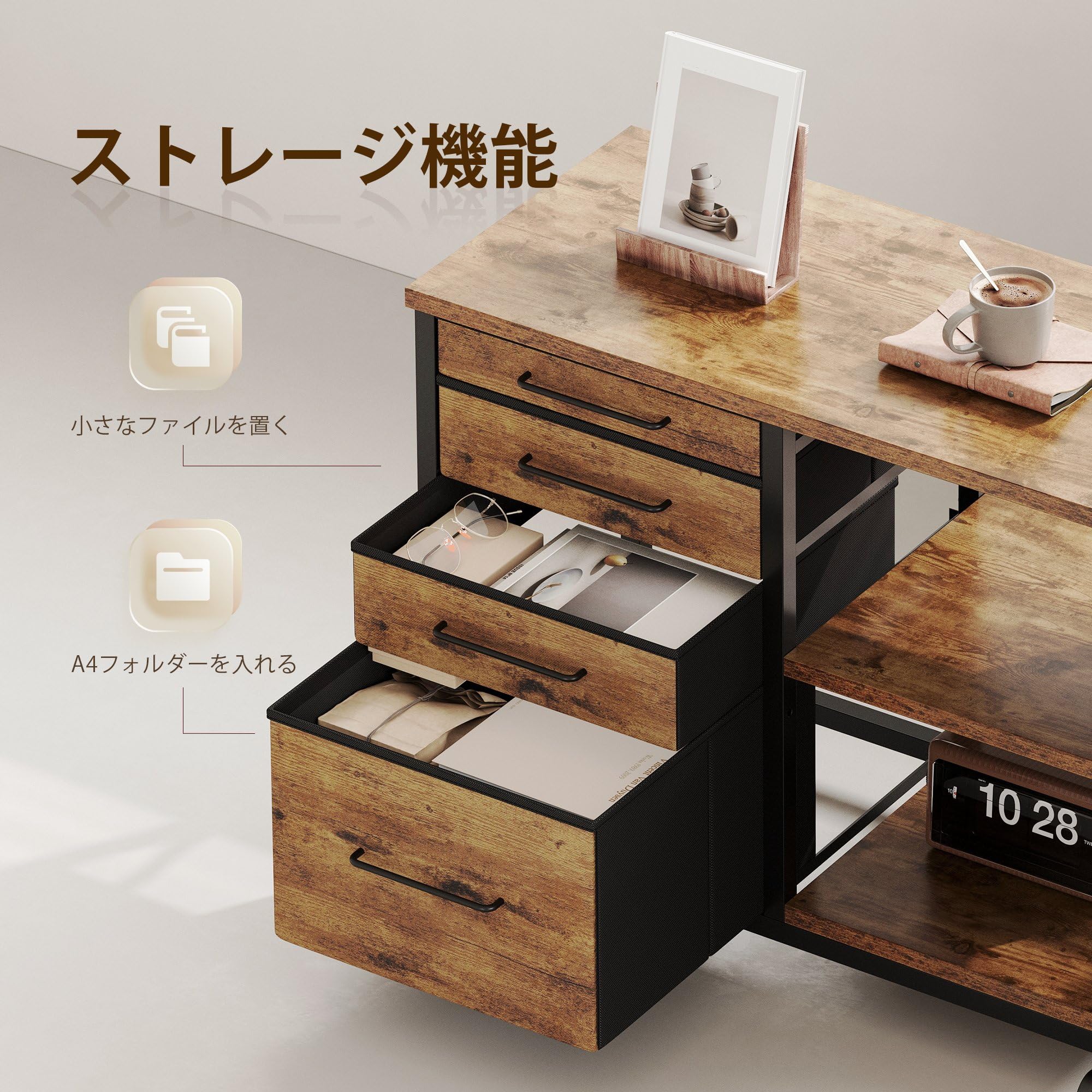 YeTom 4段サイドキャビネット A4対応 大容量