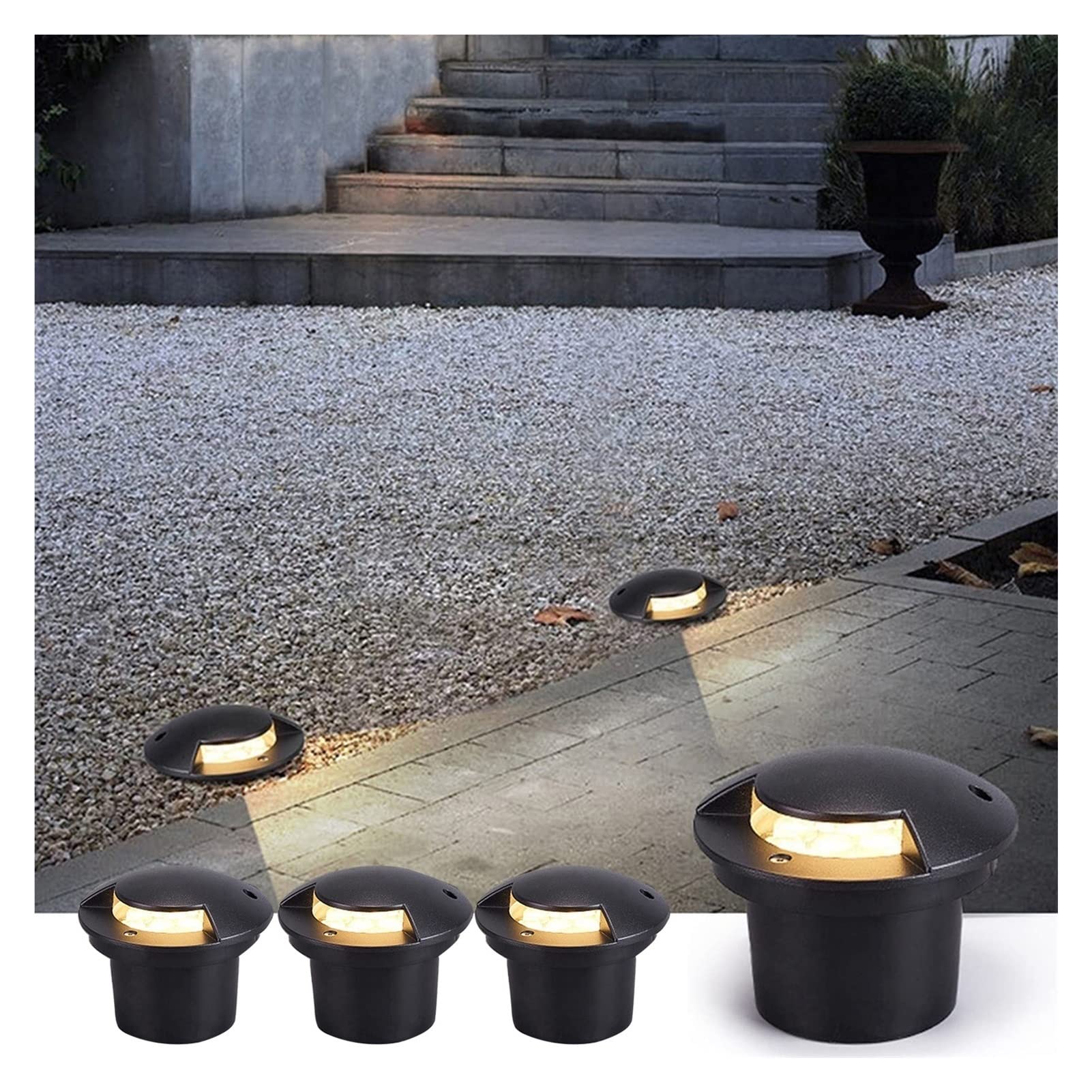 AYLYHD 4pcs LED Underground In-Ground Lights Waterproof IP67 AC85-265V Garden Buried Patio Corner Lawn Landscape Lighting, Single Light Transmission (White Light, 3W)