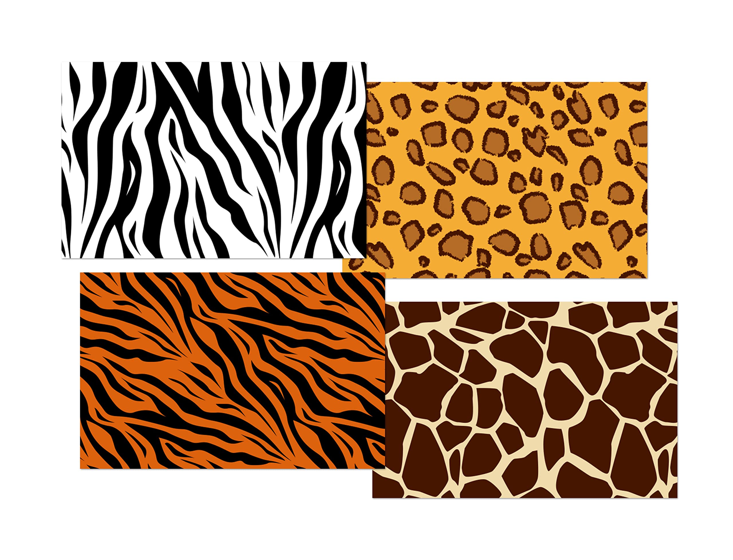 Set of 4 Animal Print White Ballpoint Pens - Giraffe Zebra Tiger Wild Safari Friends Boys Girls Men Women Theme Pen #79343 - Image 2