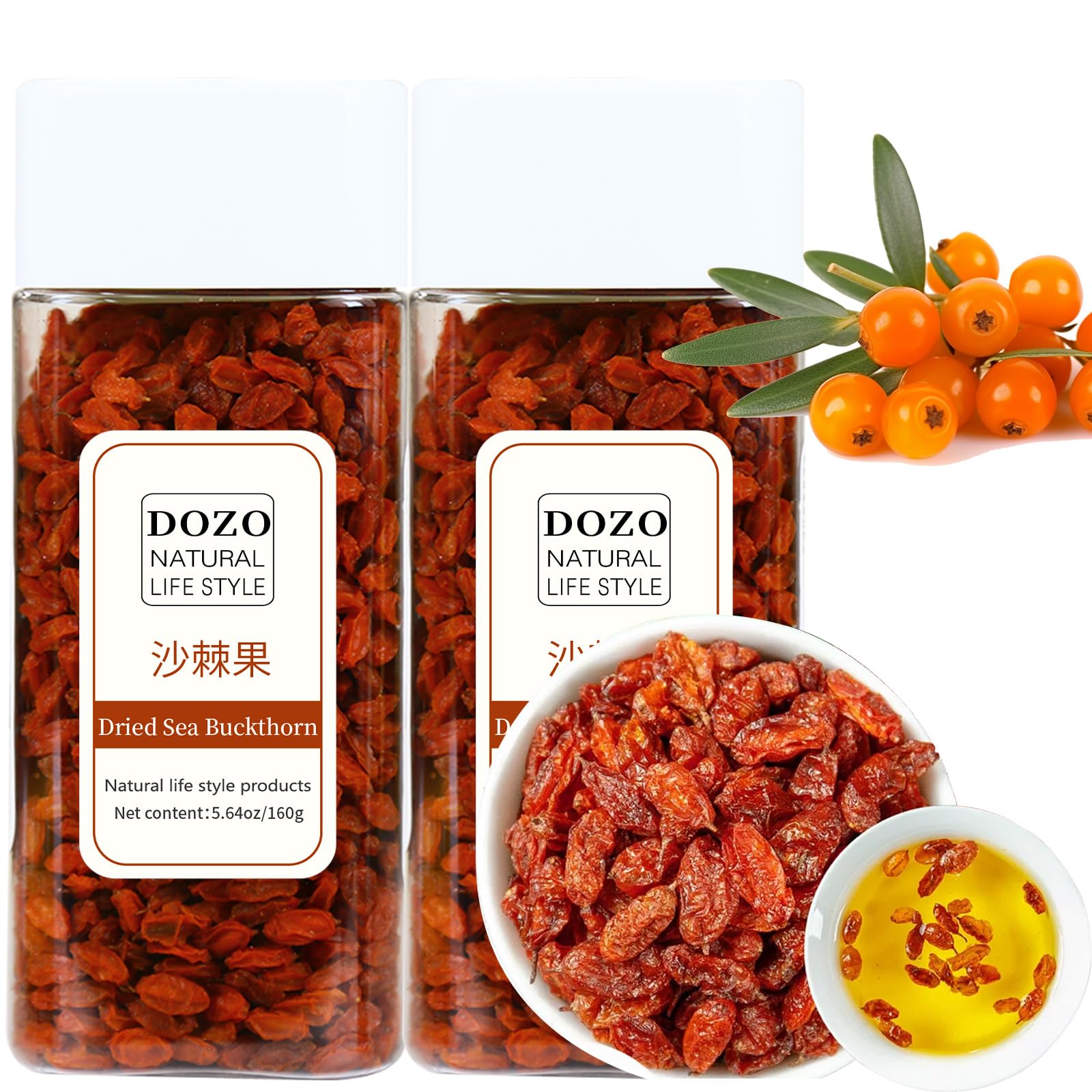 DOZO Dried Sea Buckthorn Tea 320g/11.3oz Dried Sea Buckthorn Berries100% Natural, Superfruit, Vegan & Non-GMO, Seabuckthorn Berry for Daily Nutrition 320g/11.3oz
