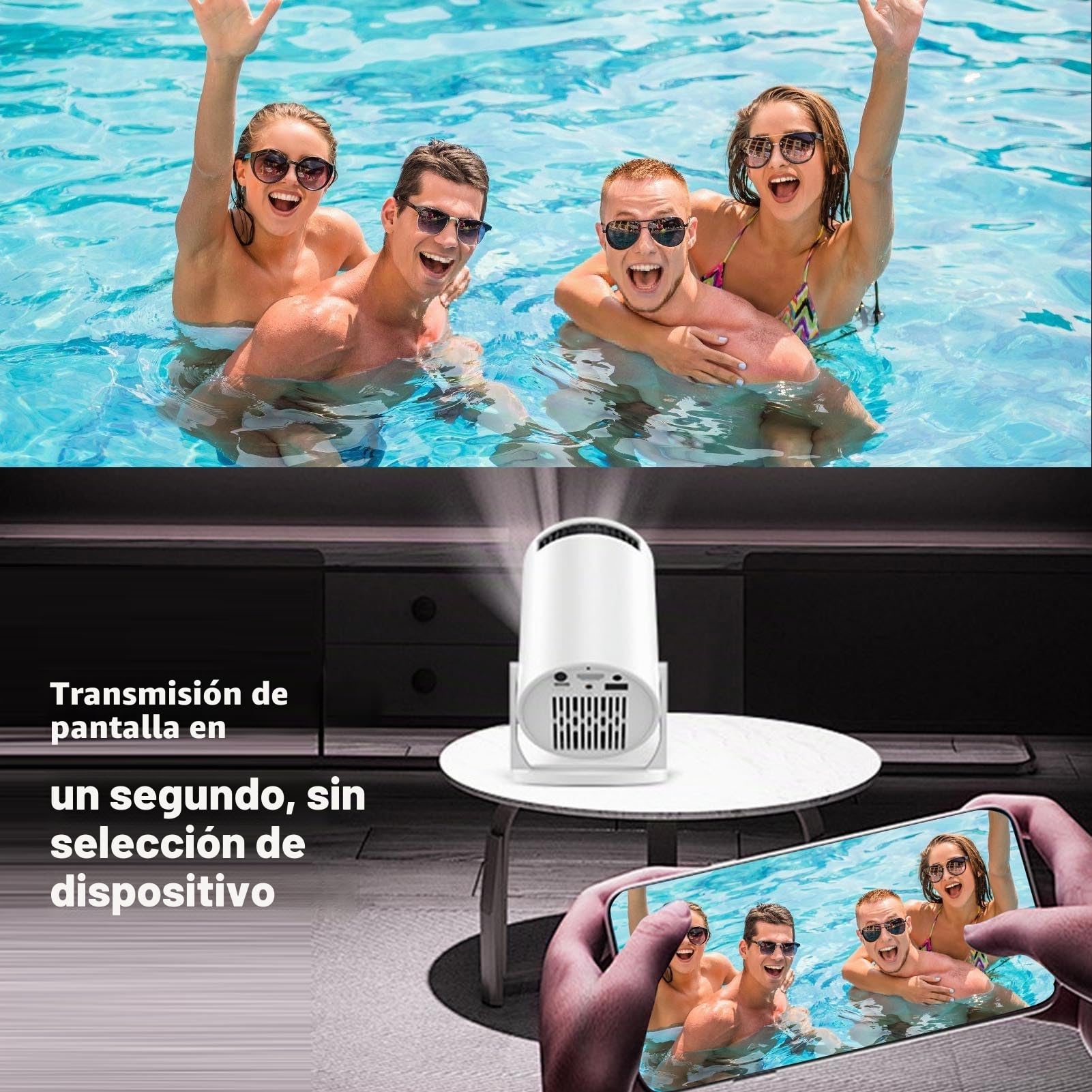 Proyector HD Hogar LED 50 ANSI WiFi Integrado Altavoces Sonido Envolvente Múltiples Interfaces Soporte Proyector Inteligente Portátil para Películas