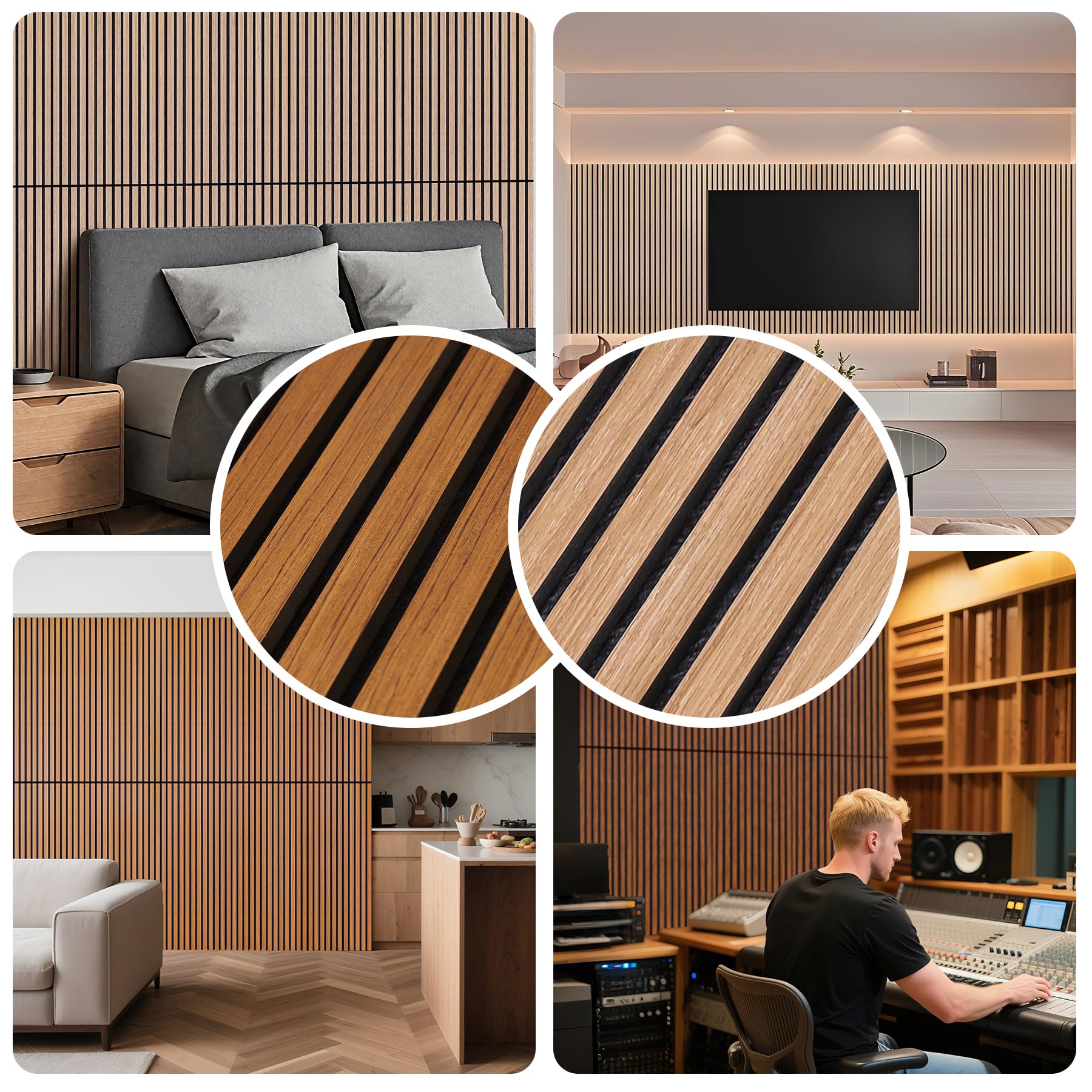 Holzpaneele für die Wand 4 Stück 120 x 60 cm,3D Akustikpaneele Holzlatten Holzoptik Paneele für die Wand,Holz Wandpaneele für die Wanddekoration (Teakholz)