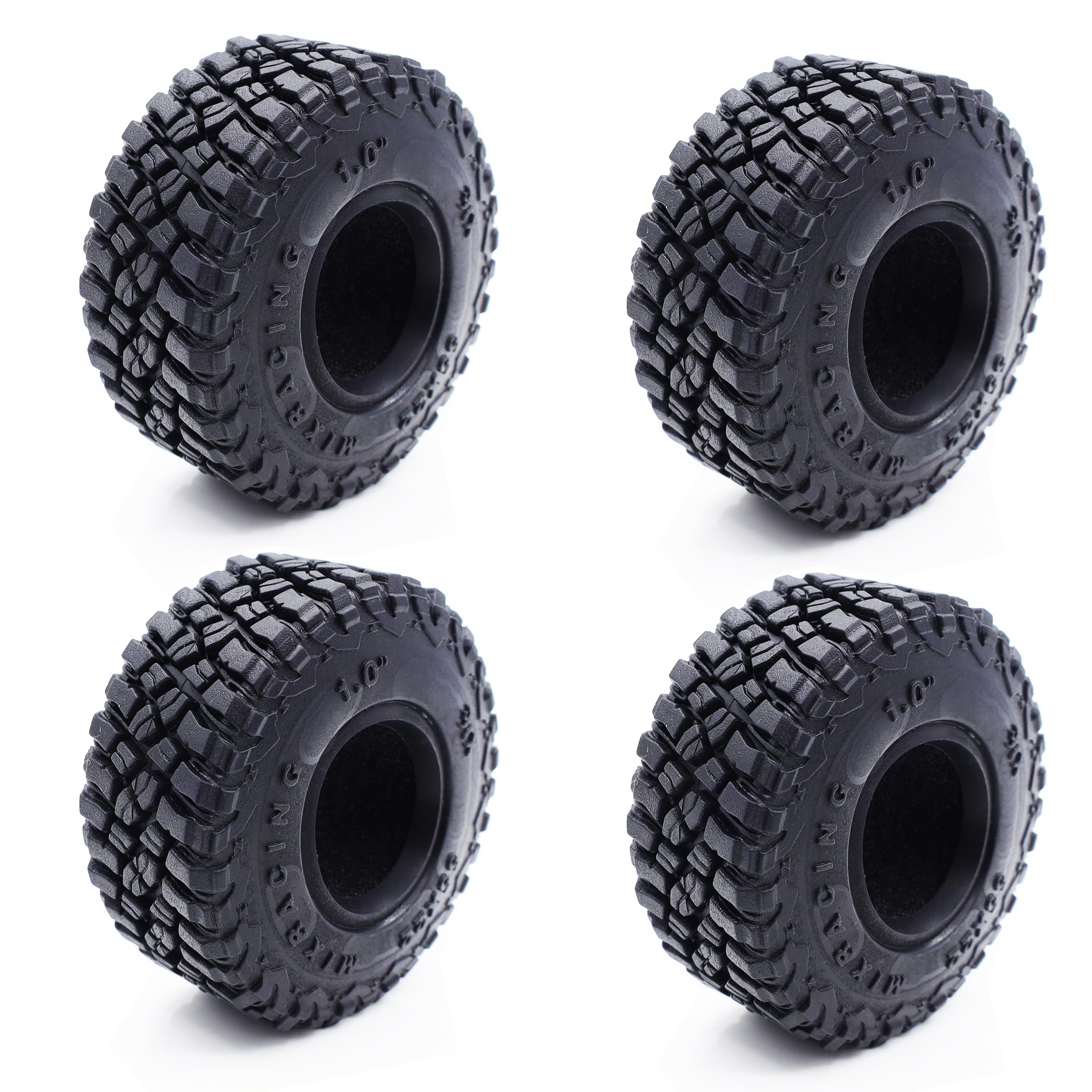 HOPLEX 1.0 Tires Adhesive Crawler Rubber Tires 55mm X 22mm with Foam Inserts for 1/18 TRX4M Ford Bronco/Land Rover Defender/Axial 1/24 SCX24 Deadbolt/Jeep Wrangler Upgrades