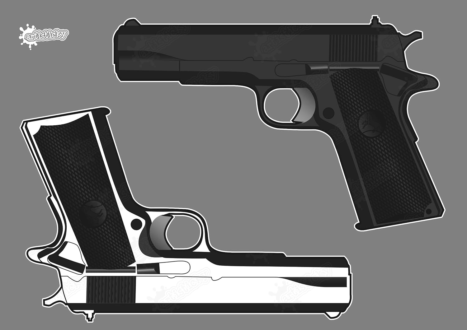 Artisticky 2 x COLT 45 GUN STICKERS Amazon.co.uk Automotive