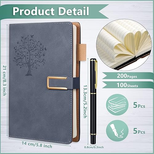 Miniatura 2 de Xinnun Juego de 6 diarios de cuero para mujeres y hombres, regalos de Navidad para empleados, compañeros de trabajo, cuadernos de escritura de tapa