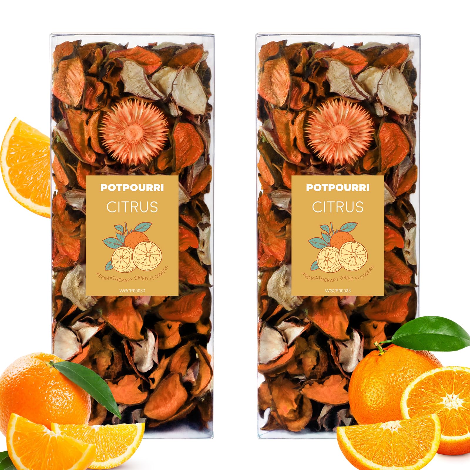 SCENTORINI Potpourri Bags, Citrus Scent, Potpourri Vase Filler, 10.44 oz, 2 Pack Home Fragrance Sachet Dried Flower, Bowl Fillers for Home Bathroom Coastal Decor