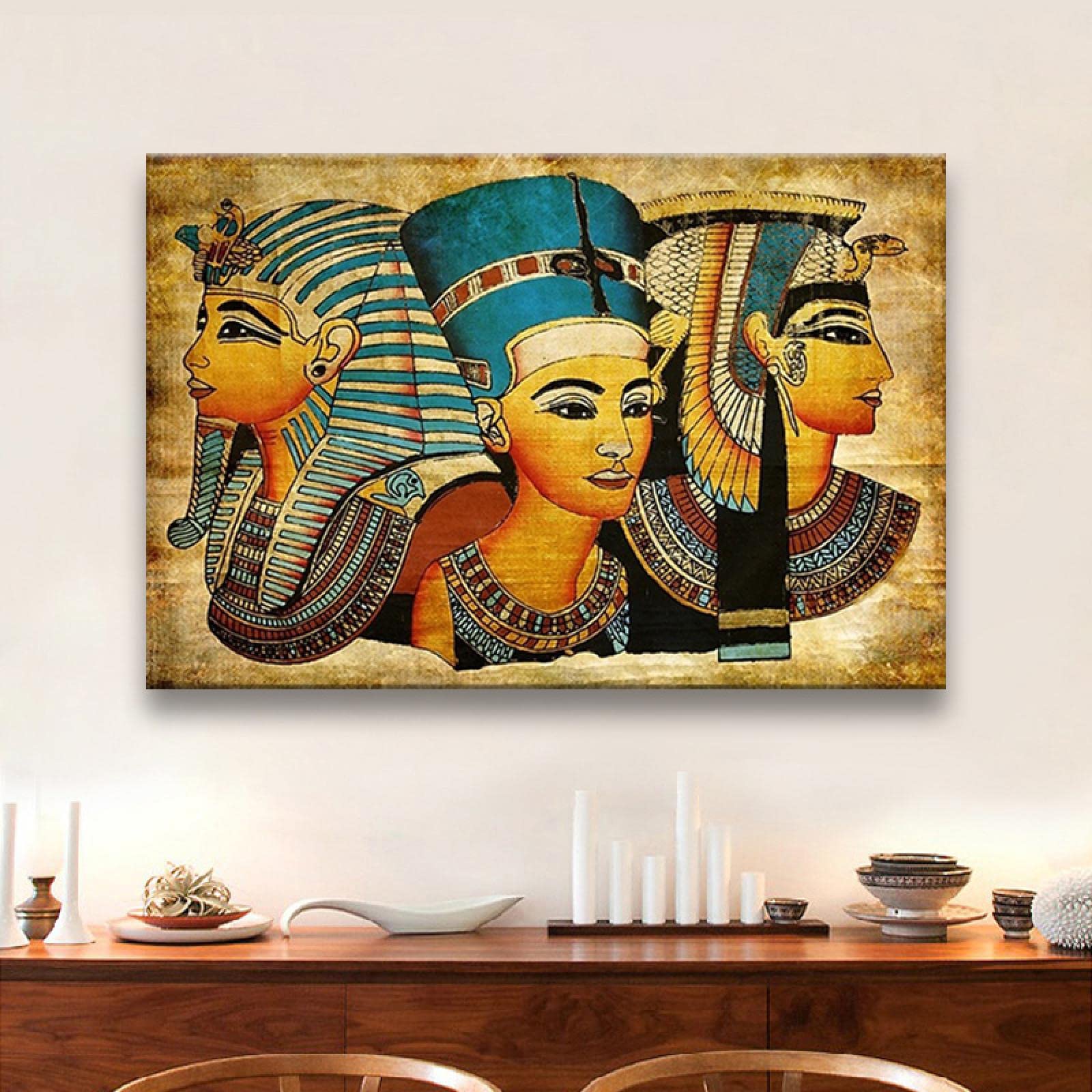Amazon.co.jp: アフリカの壁アート 古代エジプトの女性 キャンバス絵画