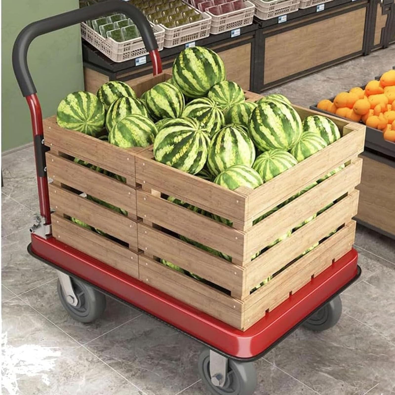 Carrello da Trasporto Carrello Piccolo Dolly Portatile Carrelli Carretto Domestico Robusto Carrello da per L'uso in Adatto per Lo Spostamento di Cantieri Trasporti E Altri Scopi(60X90cm)
