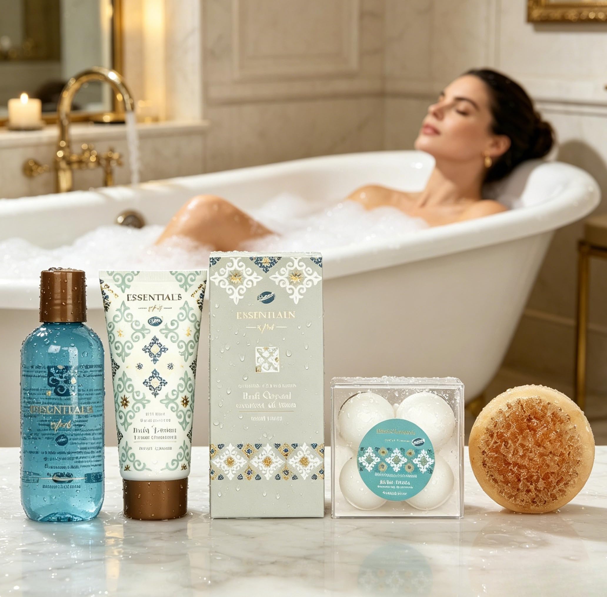 GLOSS ! Set de baño ESSENTIEL SPA – Set de belleza – Productos de baño y bienestar – Set de regalo original para mujer, cumpleaños, Navidad, profesora, San Valentín, Día de la Madre - COFFRET