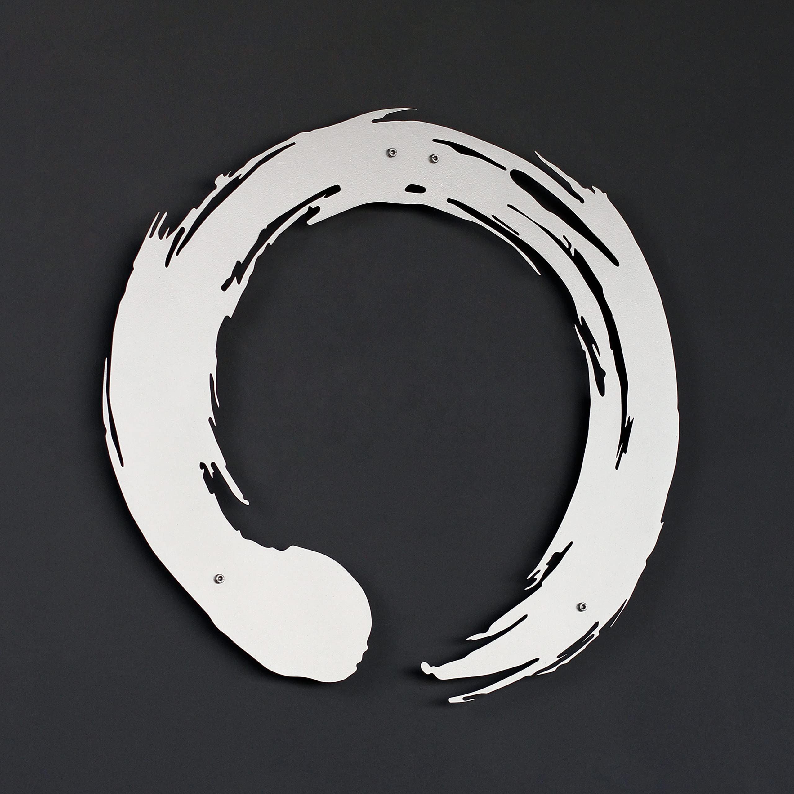 iwa concept Enso Zen Circle Metal Wall Art, Silver, 48.3L x 48.3W cm - Image 3
