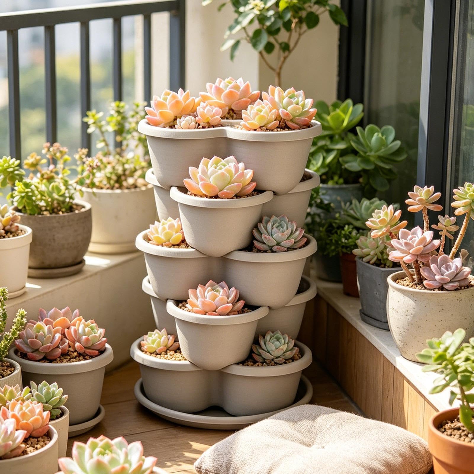 Tour à Fraises Tour à Fraisiers Empilable 5 Niveaux avec Roulettes | Jardinière Verticale pour Fraises Pour Terrasse Balcon Patio Véranda Porche Extérieur Fruitières Grimpantes