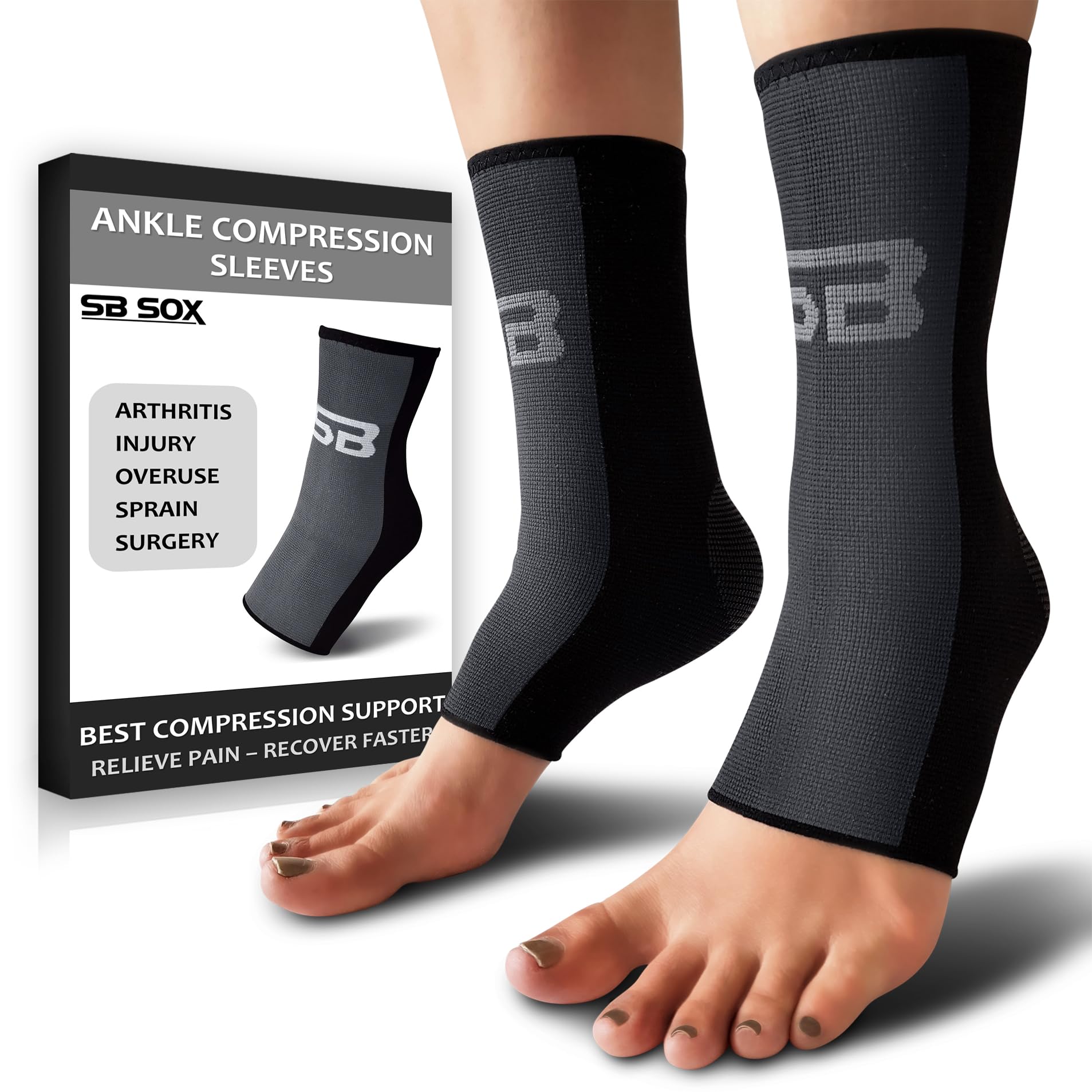 Compression Ankle Brace (Pair) – Great Ankle Support That Stays in Place – for Sprained Ankle and Achilles Tendon Support – Perfect Ankle Sleeve for Sports, Any Use