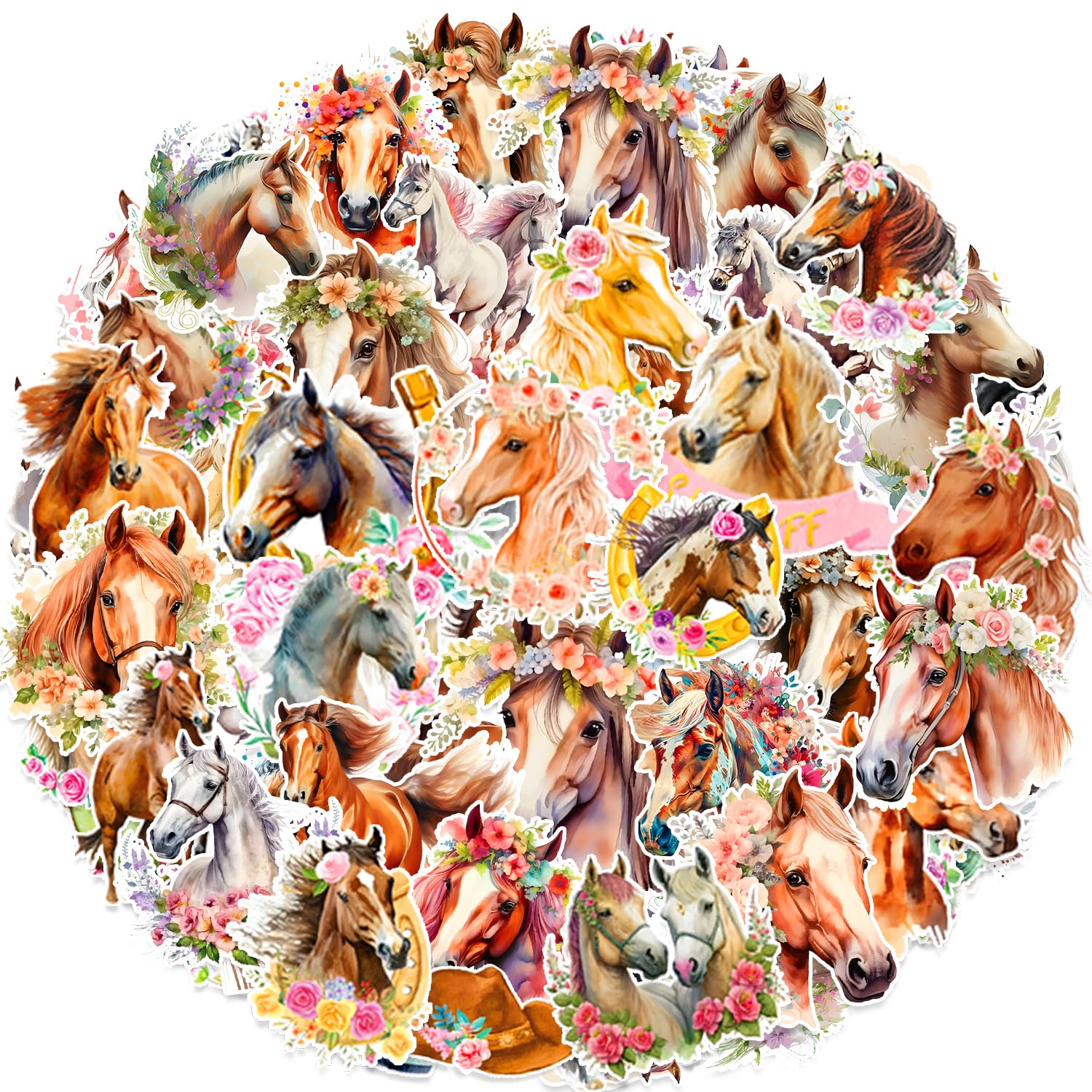 100 PCS Horse Cowgirl Stickers, Western Party Favors Supplies Stuff Supplies Vinyl Waterproof Stickers for Water Bottles Laptop Phone Computer