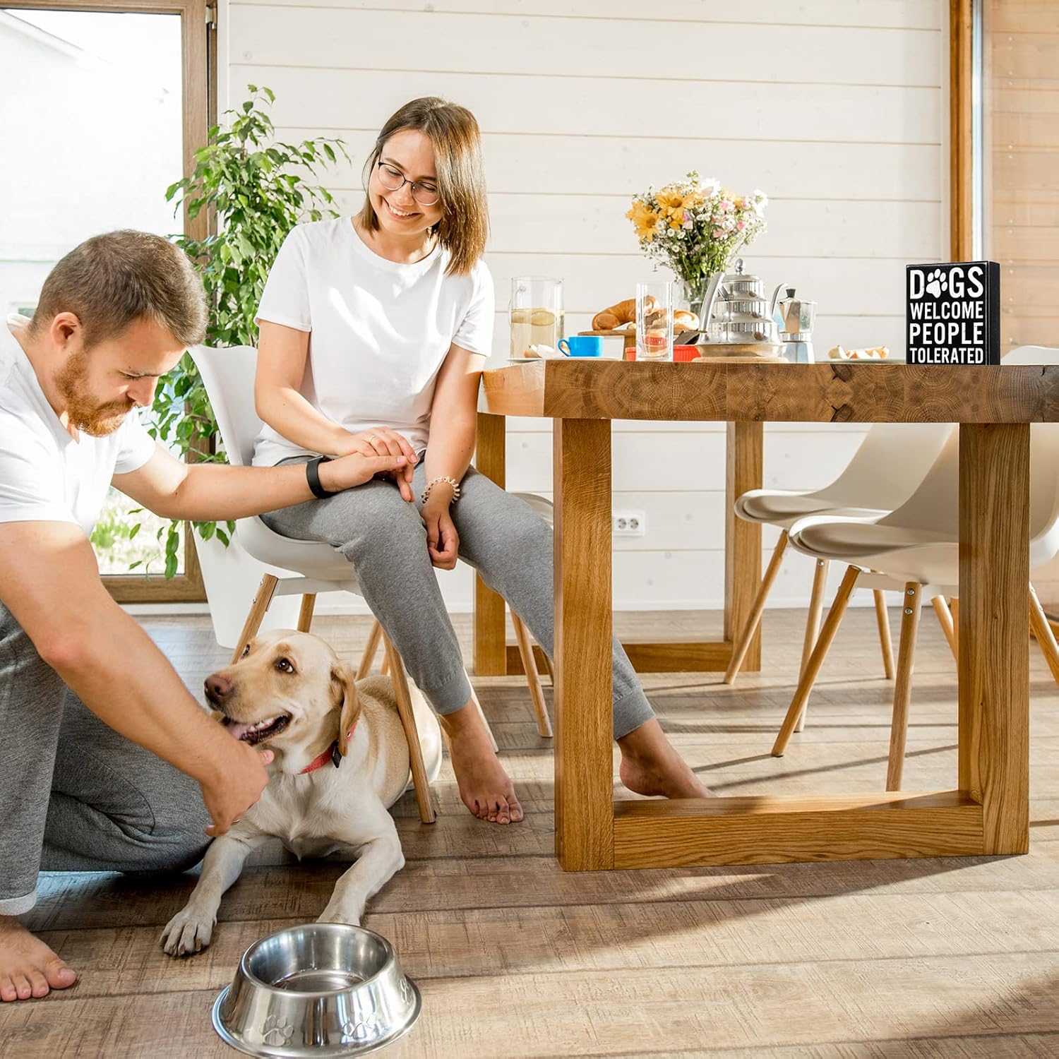 Dogs Welcome People Tolerated Dog Lover Decor Presents for Animal Lovers Wood Dogs Box Sign Welcome Word Dog Signs Rustic Wall Decor Art Pet Saying Farmhouse Decor, 5 x 6 x 1.77 Inch(Black Bottom) - Image 5