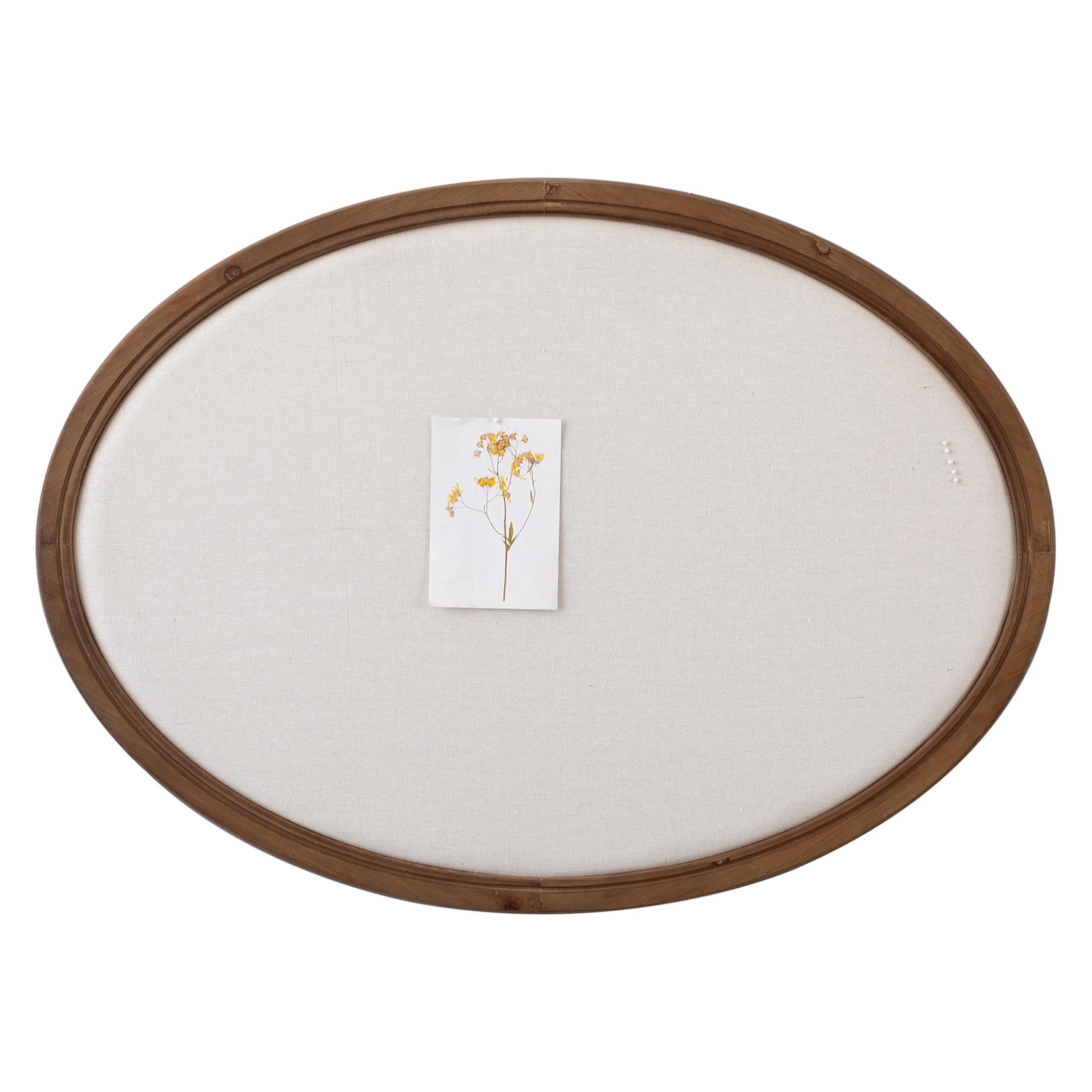 SOFE Große, ovale Pinnwand, Bauernhaus-Stoff-Pinnwände, 83 x 61 cm | Wandmontierte dekorative Sichttafel für Büro, Zuhause, Büro, Schule, mit Nadeln, braun, vertikal/horizontal