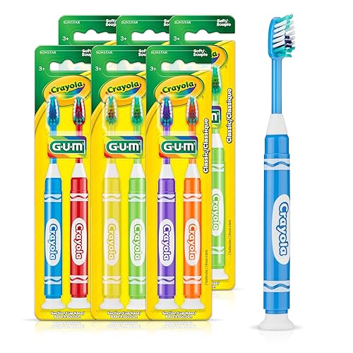 Miniatura 1 de GUM Crayola Metallic Marker - Cepillo de dientes para niños, cerdas suaves, juego de cepillos de dientes para niños a partir de 5 años, base de