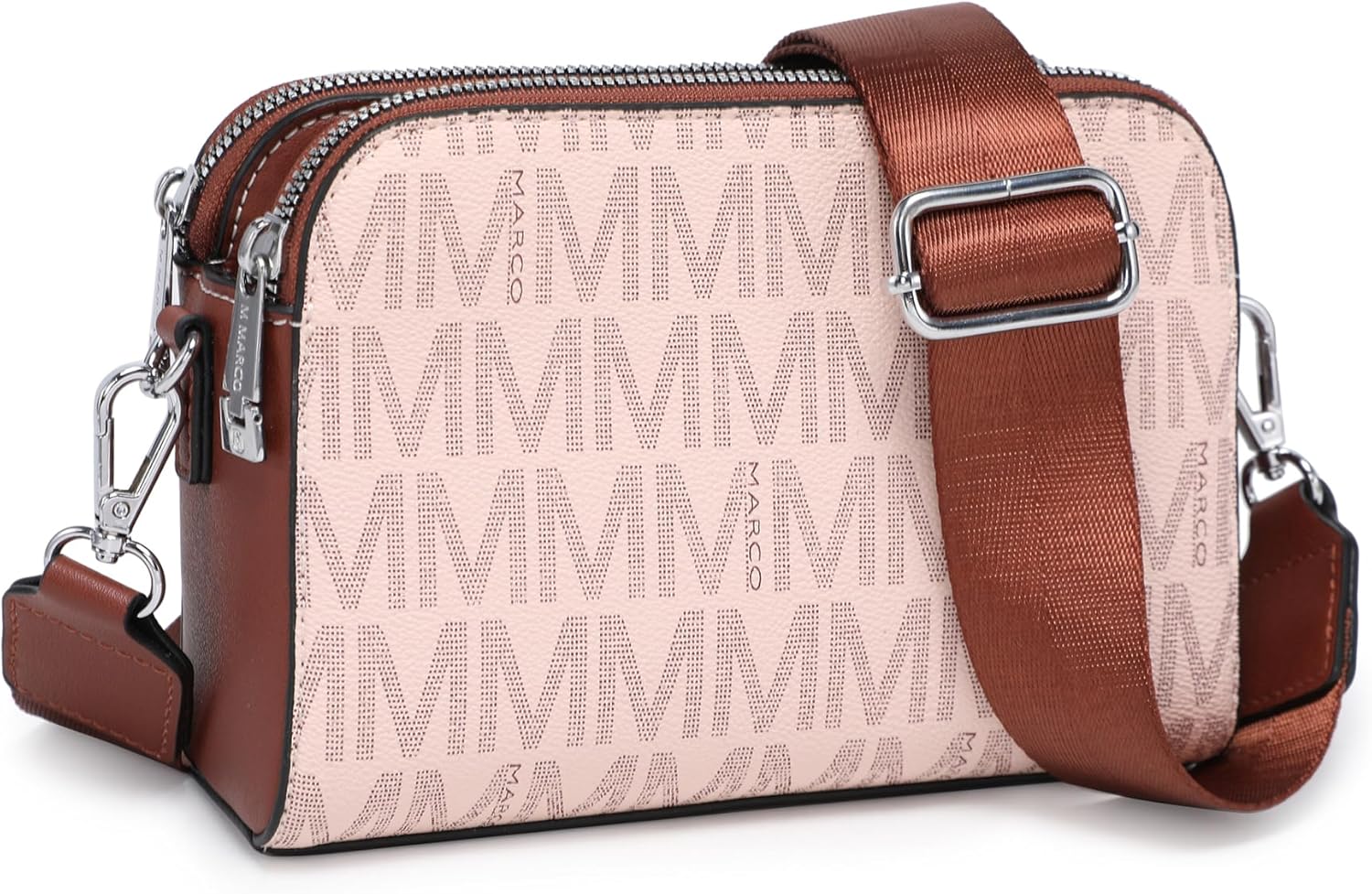 Crossbody Bags for Women Triple Zip Vegan Leather Camera Purses Small Shoulder Handbags with Wide Strap