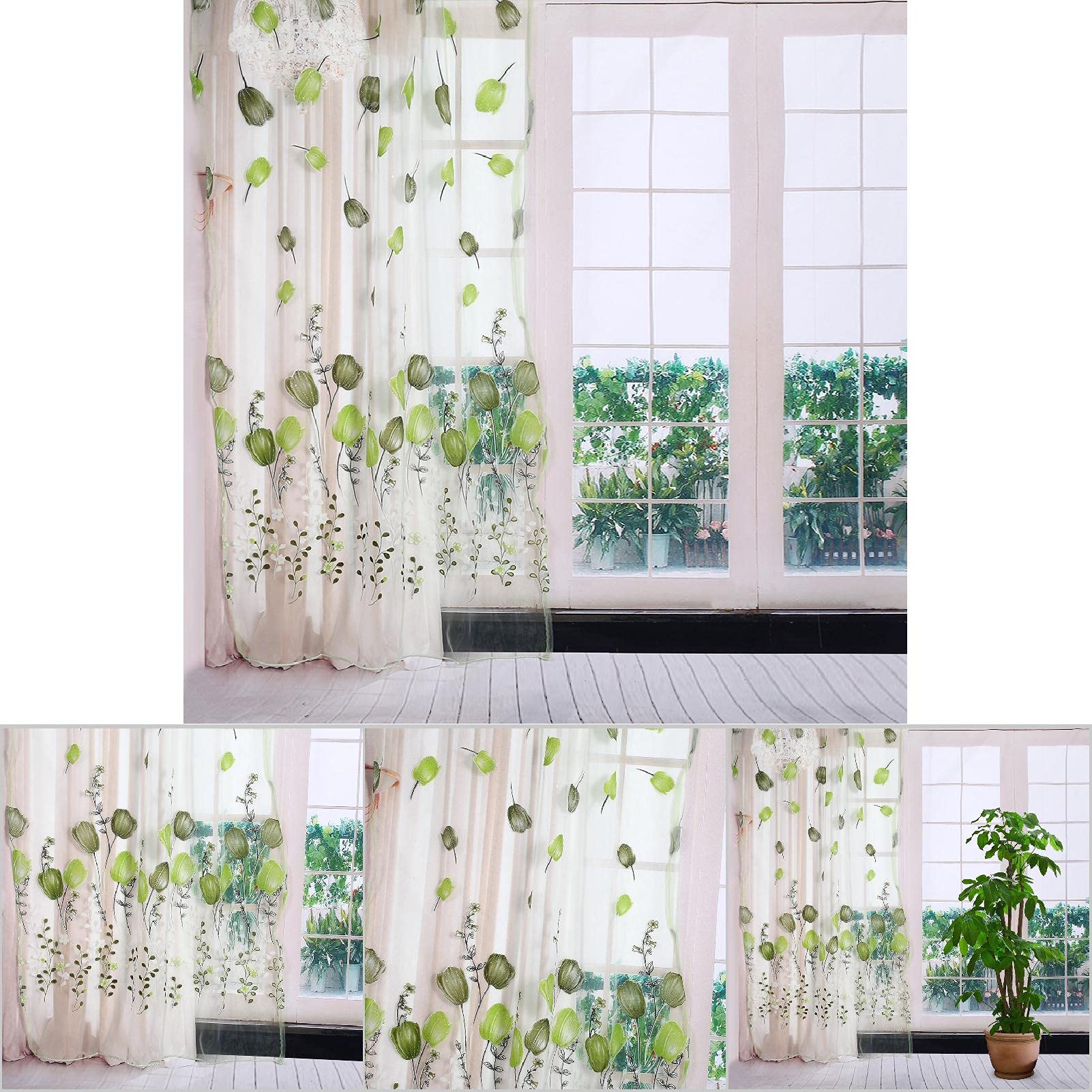Regun 100 * 200cm Colorato Tulipani Stampa Tende di Tulle | FindTheDeal