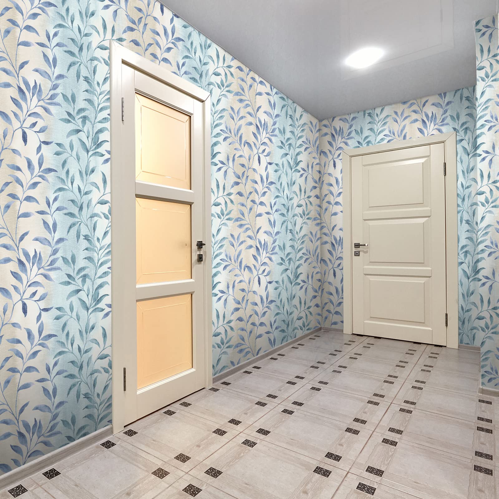 VOLEAAR Peel And Stick Wallpaper - Beige Leaf Boho Contact Paper For Walls, Cabinets & Shelves (17.5" X 32.8')