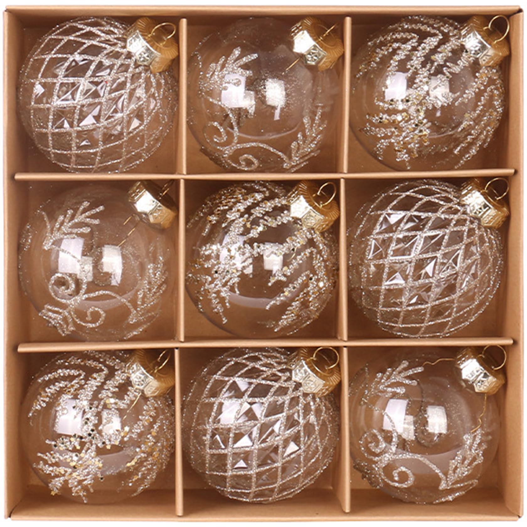 Clear Christmas Ornaments Balls 9PCS Clear Balls Plastic Clear Ornaments Lightweight DIY Christmas Ornaments for Xmas Tree,Party, Home Decor Champagne