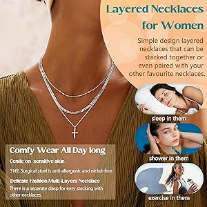 JeweBella 3PCS Collier Femme Or Collier Acier Inoxydable Collier Pendentif Argent Collier Chaîne Serpent Chaine Or Femme Empilable Collier Ras De Cou Femme Réglables Chaine Bijoux Avec Coffret Cadeau