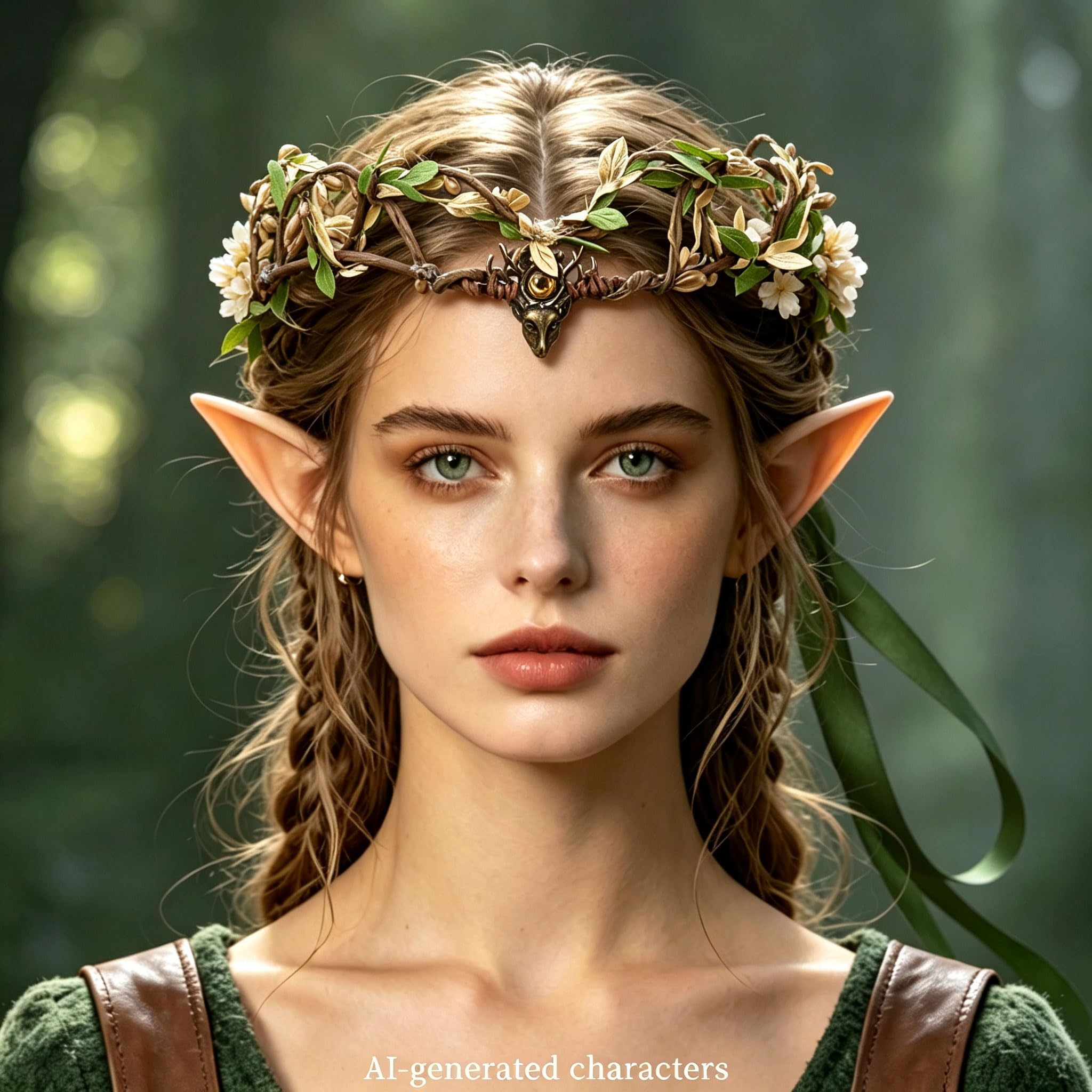 LaVenty Woodland Elf Crown Fairy Costume Medieval Viking Fairy Headpiece, Gray - Image 8