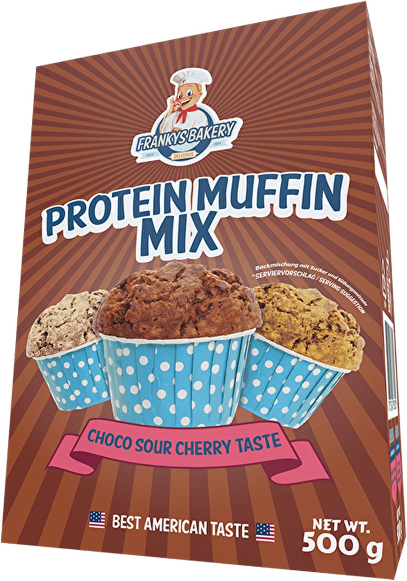 Frankys Bakery Chocolate Cherry Flavour Protein Muffin Mix, 500 g