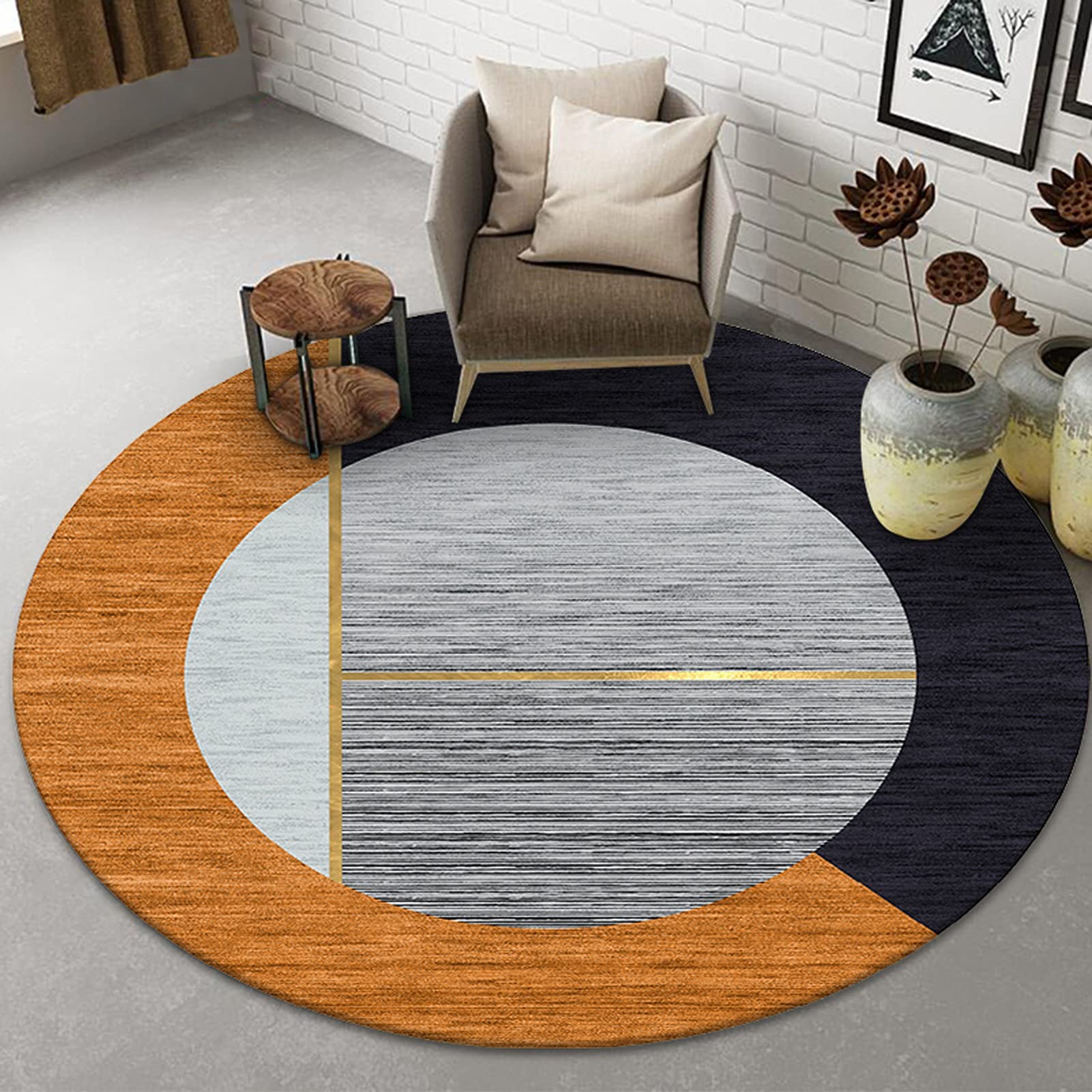 Tapis rond pour chambre à coucher antidérapant DKSNAJ protection de sol moderne