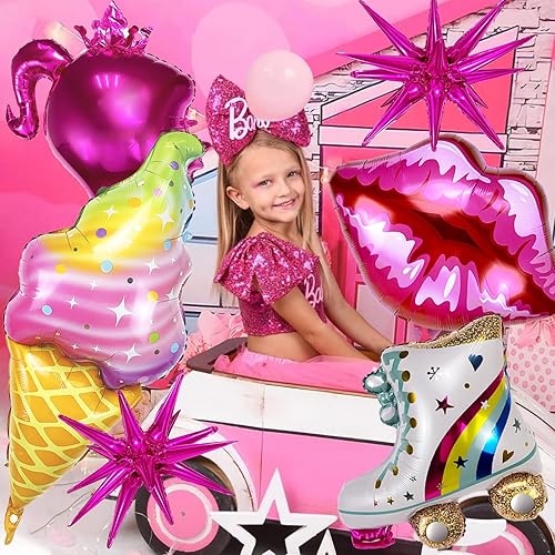 Miniatura 4 de Juego de 20 globos de Mylar de color rosa intenso para decoración de cumpleaños número 8 de niña