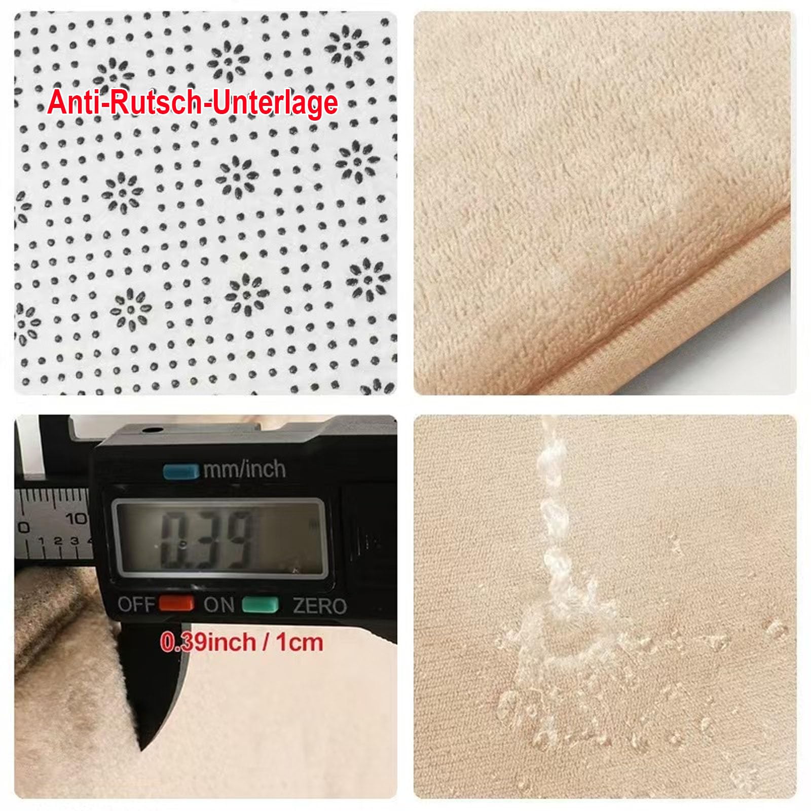 ACESOME Tapis de salle de bain en forme de L antidérapant 80 x 80 cm beige