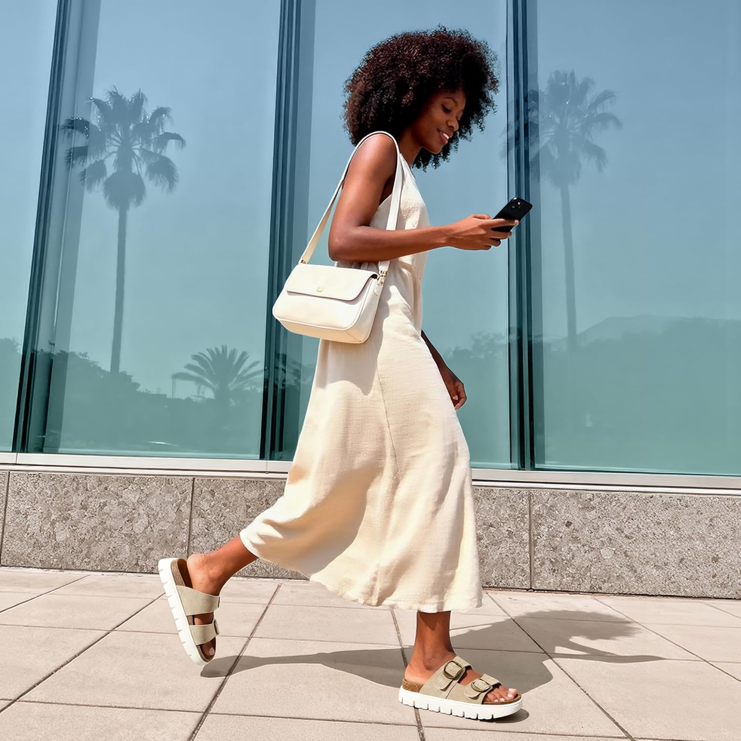 DREAM PAIRS Women's Platform Sandals Wedge Chunky Heel Slip-on Comfort Slides with Arch Support Cork Footbed Adjustable Buckle Summer Slide Sandals - Image 2