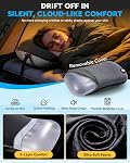 Hikenture Camping Pillow with Removable Cover - Ultralight Inflatable Pillow for Neck Lumber Support - Upgrade Backpacking Pillow - Washable Travel Air Pillows for Camping, Hiking, Backpacking (Black)