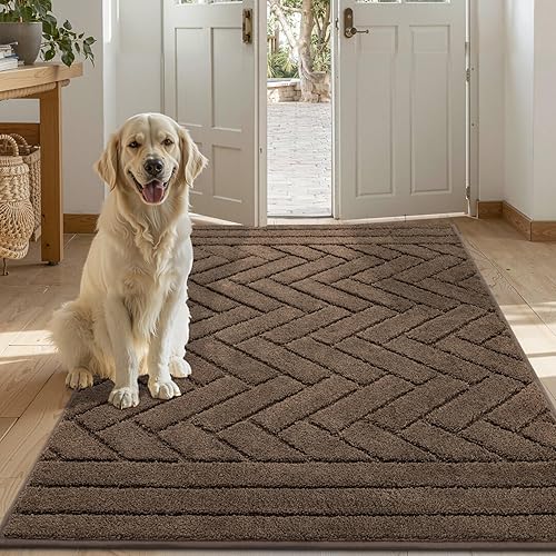 Tindbea Tapete grande para patas de barro, absorbe la humedad, la suciedad, antideslizante, lavable, tapete largo para barro, para perros, parte