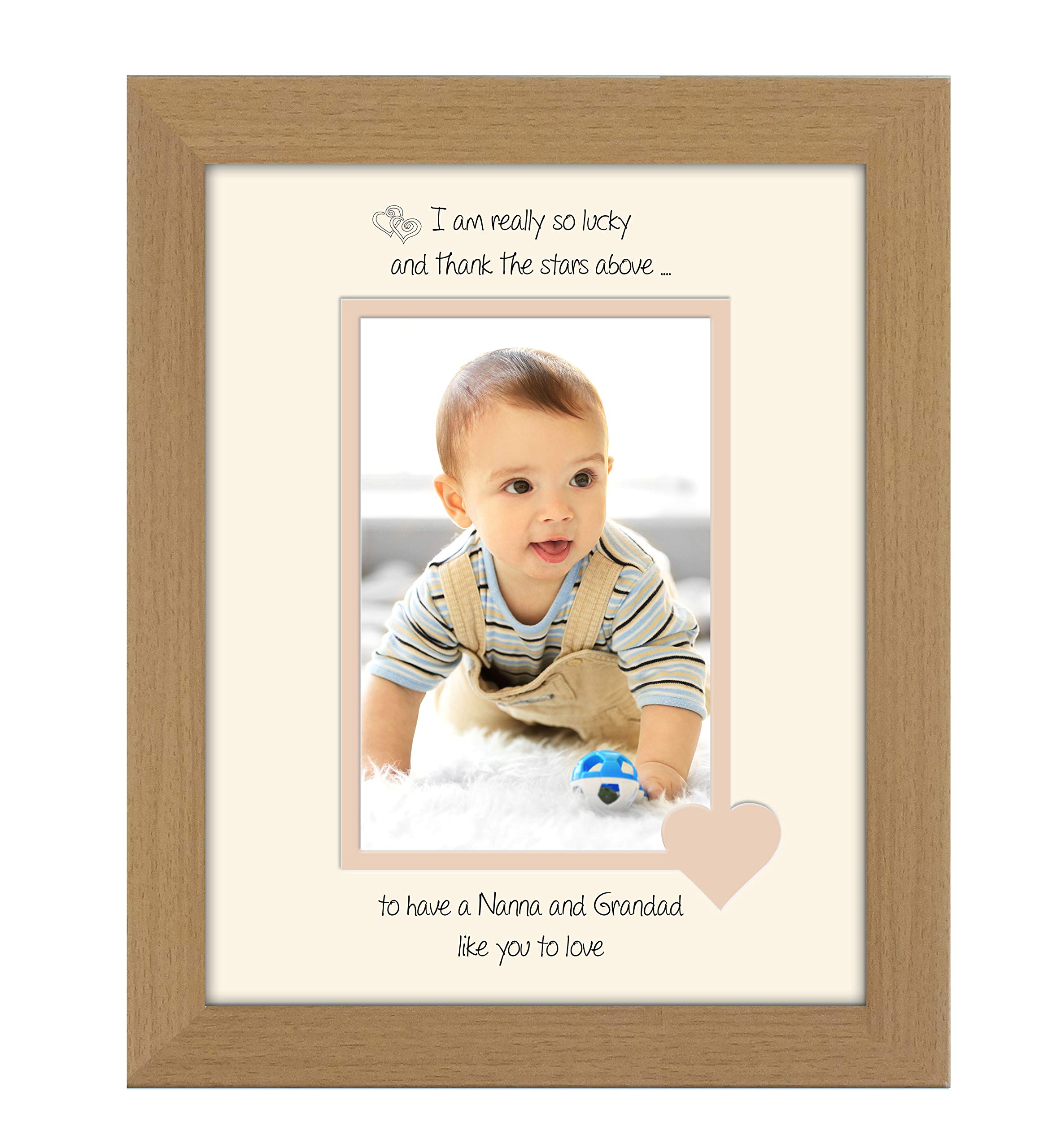Photos In A Word Oak Finish Frame Cream Mount Beige Inside Nanna And Grandad Photo Frame I Thank The Stars Portrait 1056F Double Mounted Quality Gift (Oak Finish Frame Cream Mount Beige Inside)