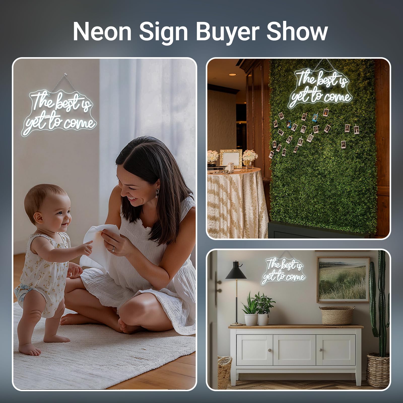Neonowy znak "The Best Is Yet to Come", biała litera, LED, do dekoracji ścian, USB, słowo, świecące znaki do sypialni, domu, baru, na ślub, przyjęcie urodzinowe, do pokoju dziecięcego