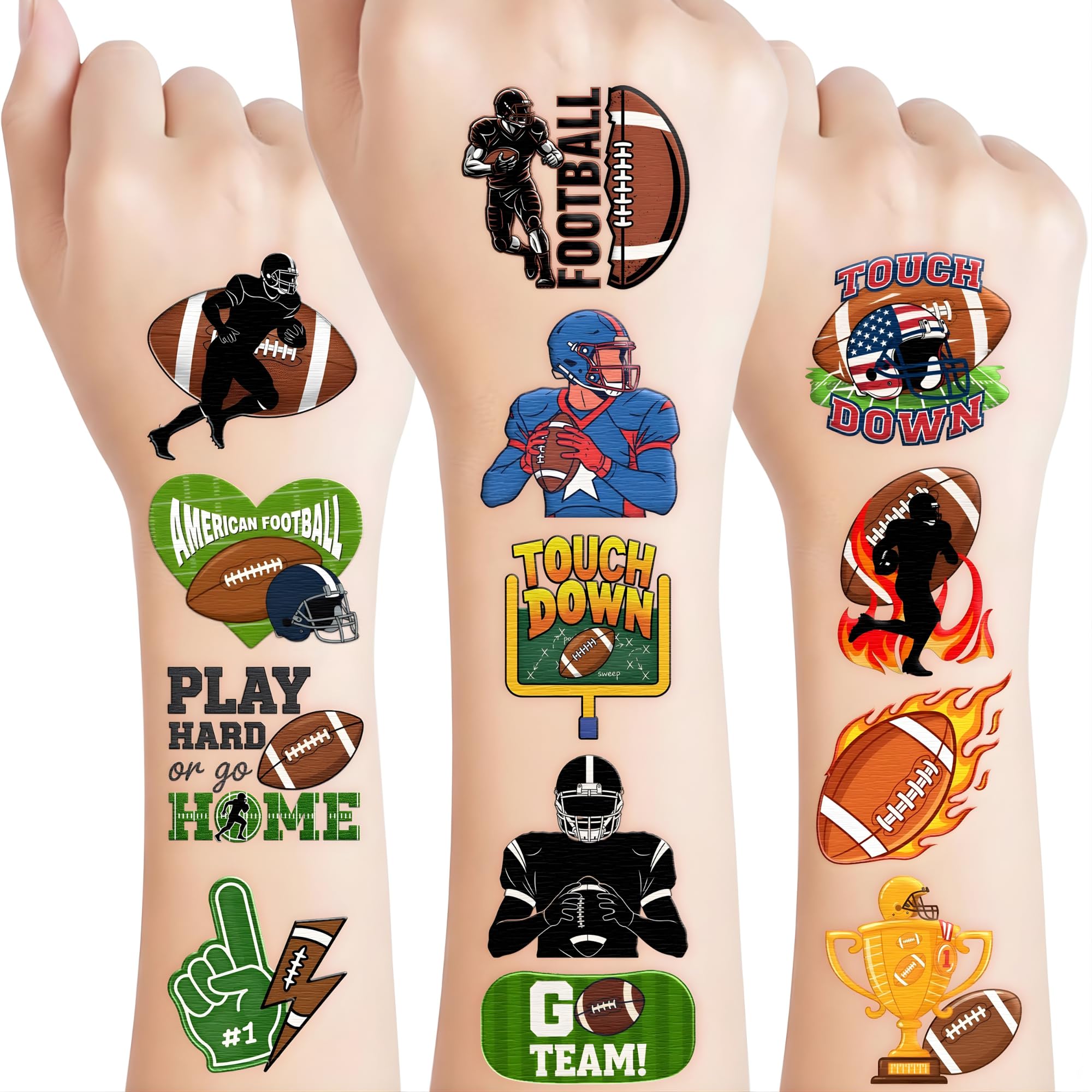 96 PCS Football Temporary Tattoos For Kids, Game Day Party Favors Football Tattoos
