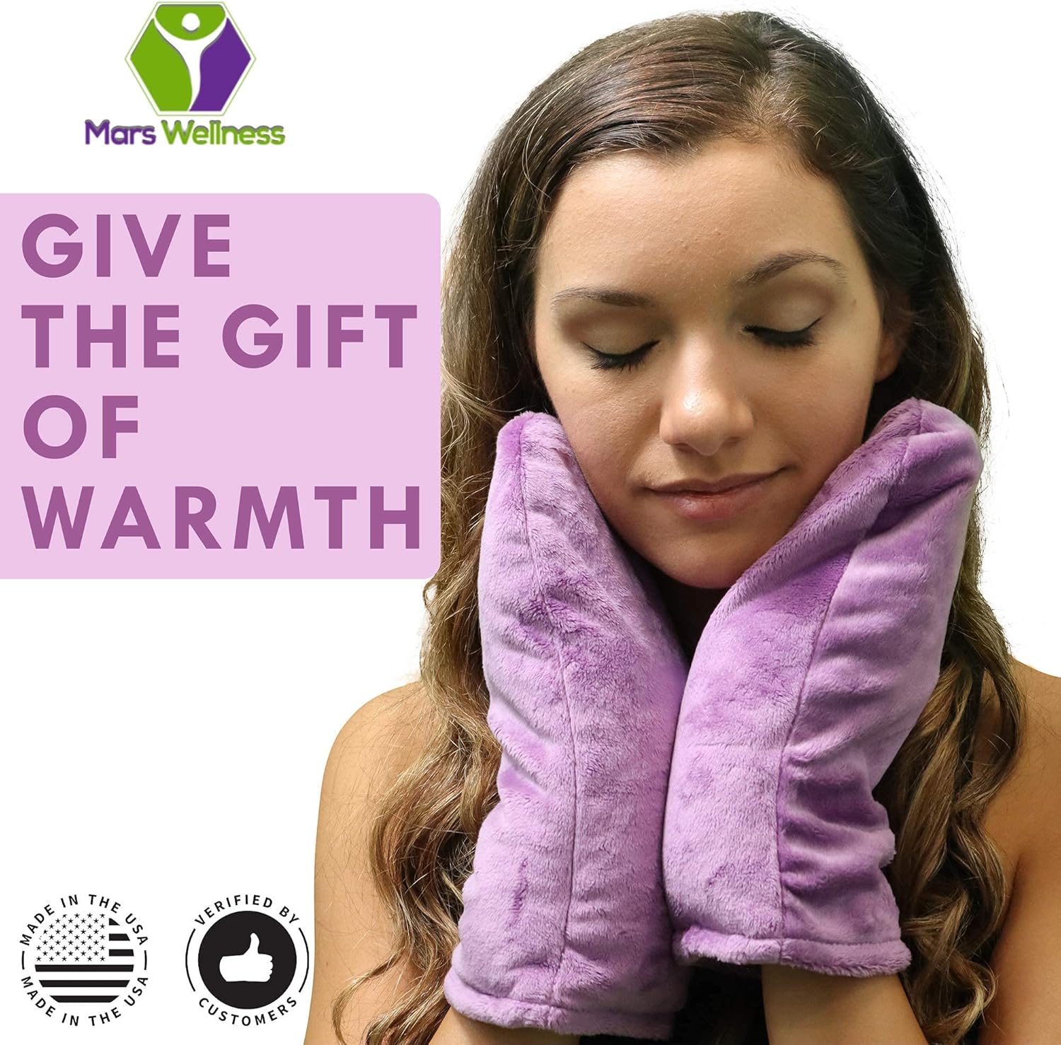 Mars Wellness Heated Microwavable Mittens, Microwave Hand Warmers for Arthritis Pain - Heating Pad for Hand with Flaxseed and Herbs - Mauve