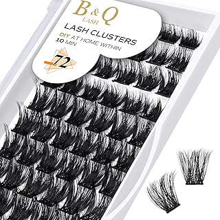 Cluster Lashes B06 Mixed Tray 72 Clusters B&Q Lash Clusters C D Curl Individual Cluster Lashes Mega Volume Eyelash Clusters DIY Lash Extensions Soft Fluffy Cluster Eyelash Extensions(B06,D-8-16mix)