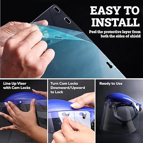 Miniatura 5 de SAFE HANDLER Protectores faciales de repuesto Visera de policarbonato transparente, repuesto para casco de seguridad con protector facial (paquete