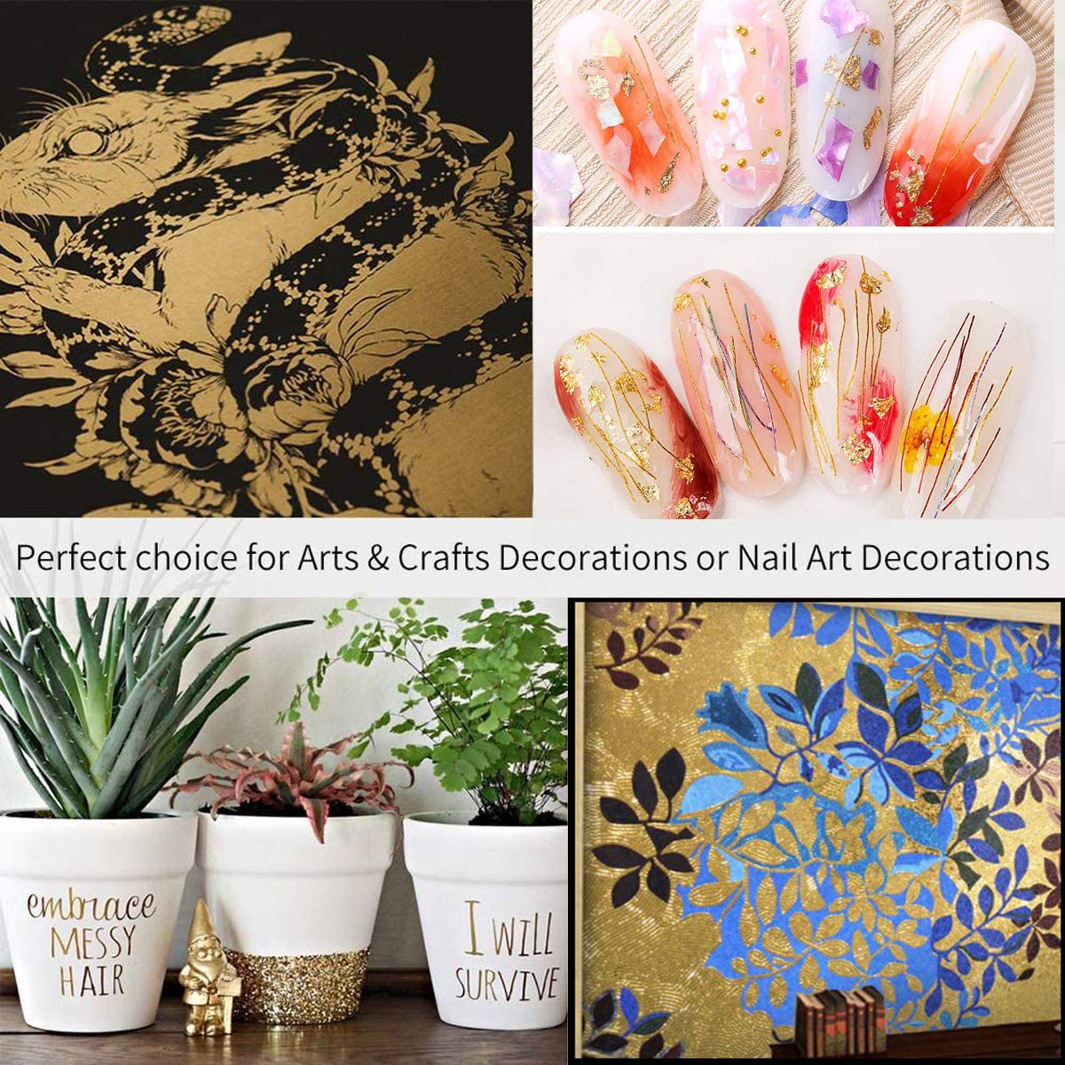 Foglia Oro Finta - 300 Fogli Decorativi In Oro, Argento E Rosa Per DIY E Decorazioni - Foto 3