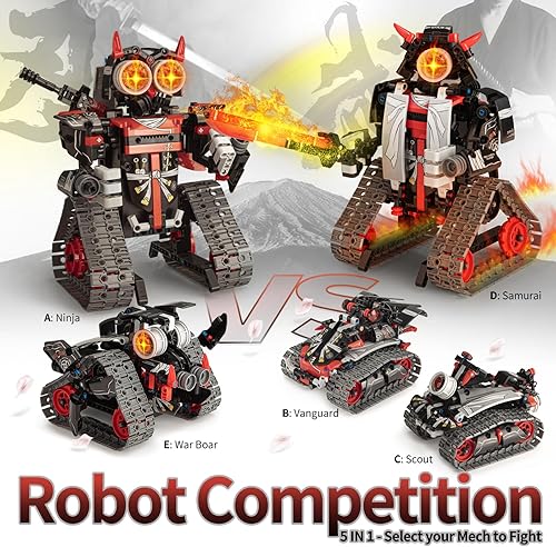 Miniatura 2 de Kit de construcción de robot STEM RC 5 en 1, aplicación y control remoto, bloques samuráininja, 419 piezas, juego de erectores de juguete RC para