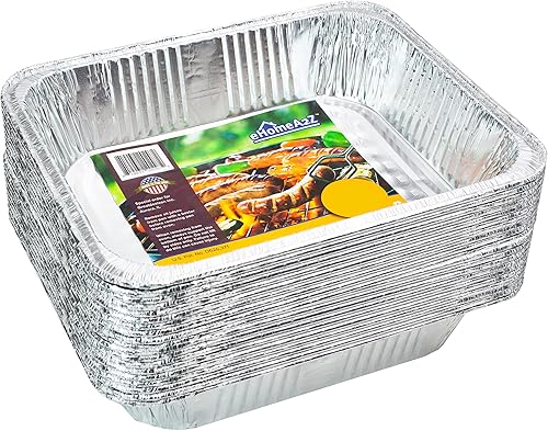 EHOMEA2Z Sartenes de aluminio desechables de tamaño medio (paquete de 20) 9 x 13  Papel de aluminio resistente, bandeja para hornear de 9 x 13,