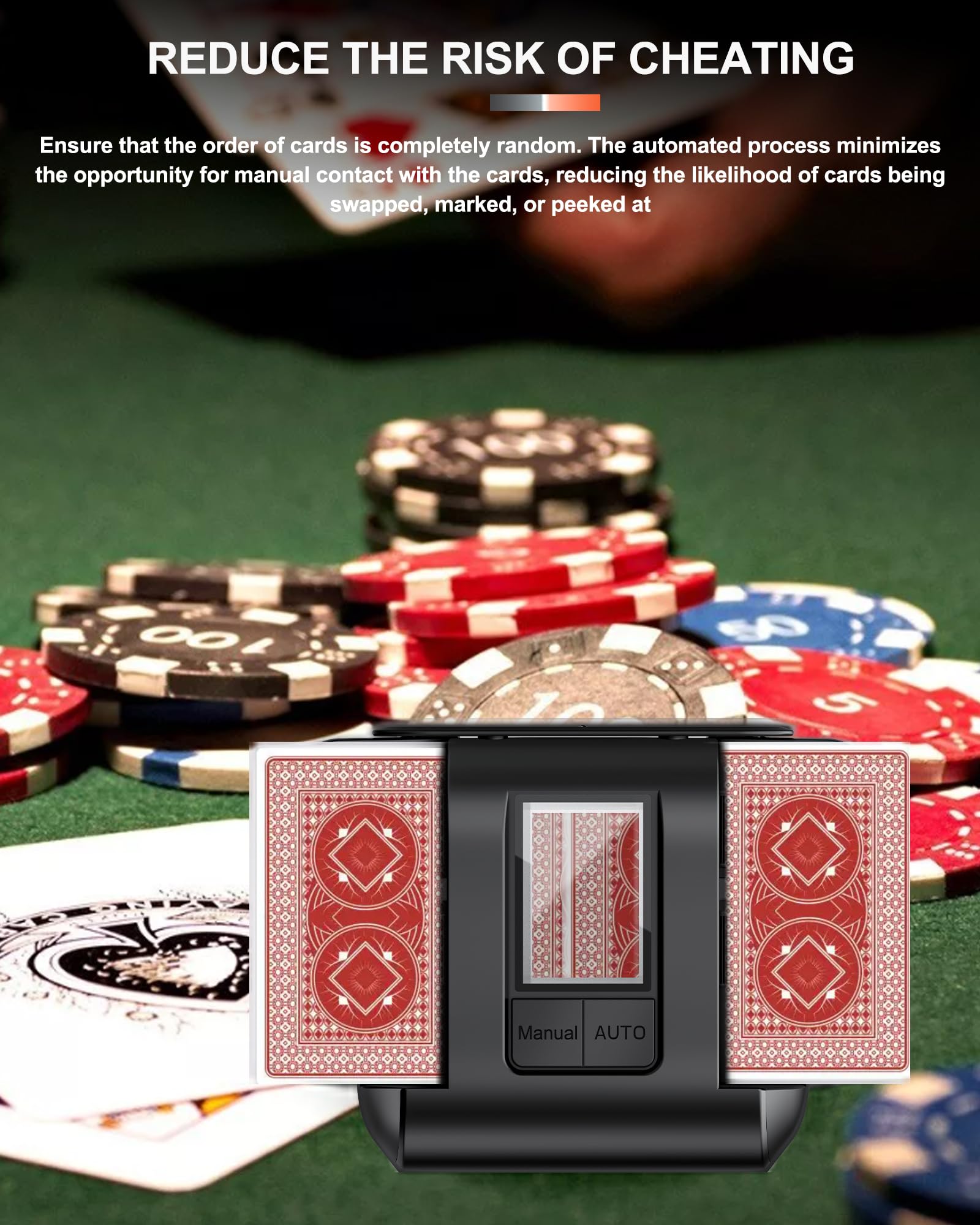 Automatyczny elektryczny tasownik kart 1-2 talie tryb AUTO/ręczny akumulator 2000 mAh USB-C poker Blackjack UNO Texas Hold'em
