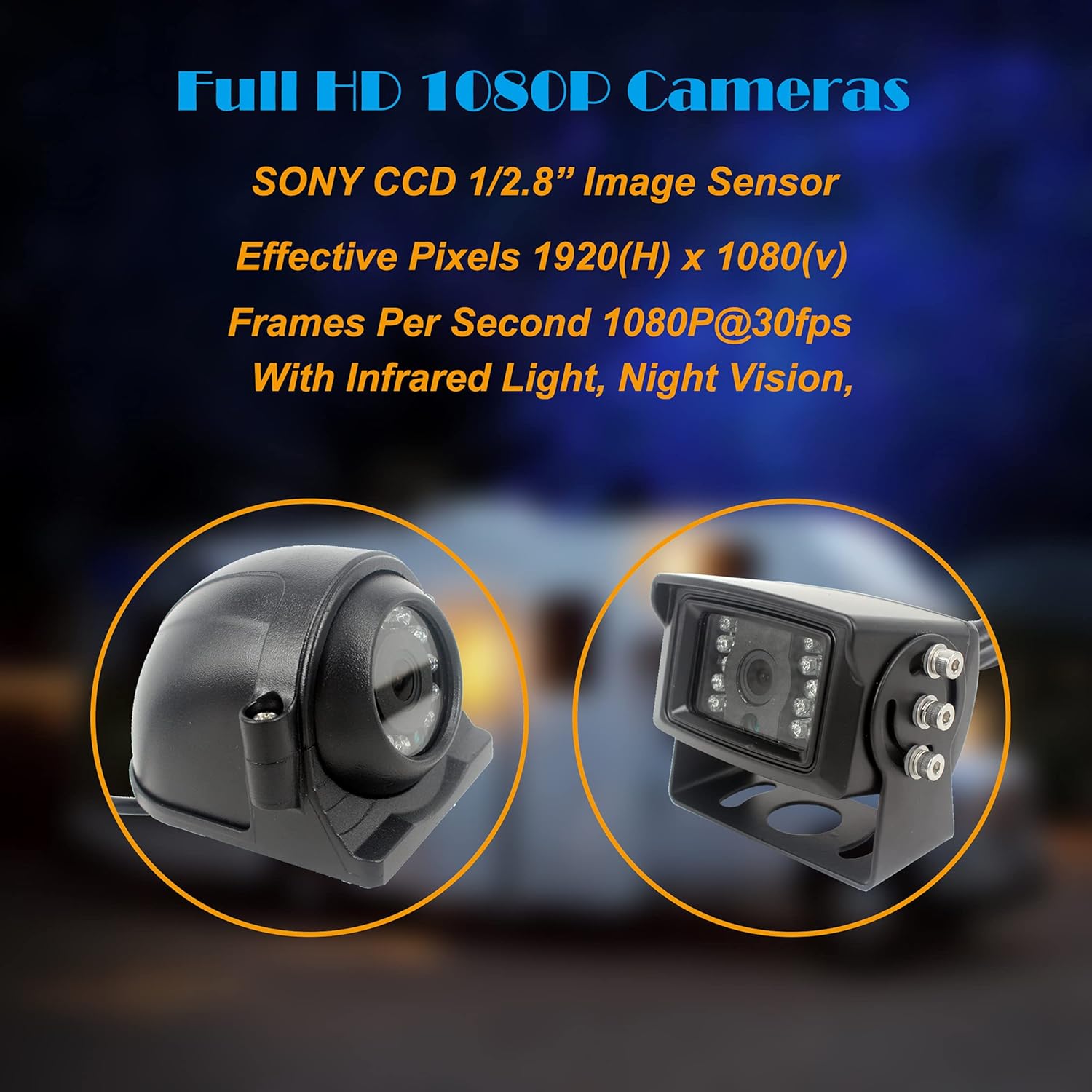 9 inch Screen 1080P Backup Camera System with Wired, DVR Recorder, Quad Split Screen, Car Monitor + 2X Waterproof Reversing Cameras + 2X Safety Sides Camera, for Camper, Trailers, Truck, RV