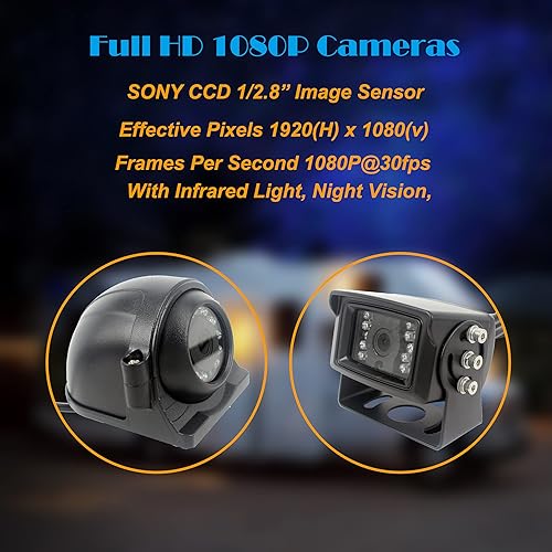 Miniatura 4 de Monitor digital de 9 pulgadas 1080P HD sistema de cámara de visión trasera con cable, grabadora HD DVR, entrada de 4 canales, pantalla dividida