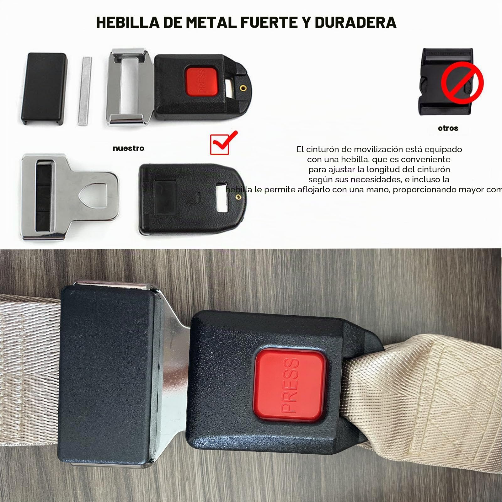 NICHOY Cinturón de movilización (9,8 pies) - Cinturón de movilización para Fisioterapia,cinturón de Soporte Ajustable para fisioterapeuta, Entrenamiento de Fuerza(B)