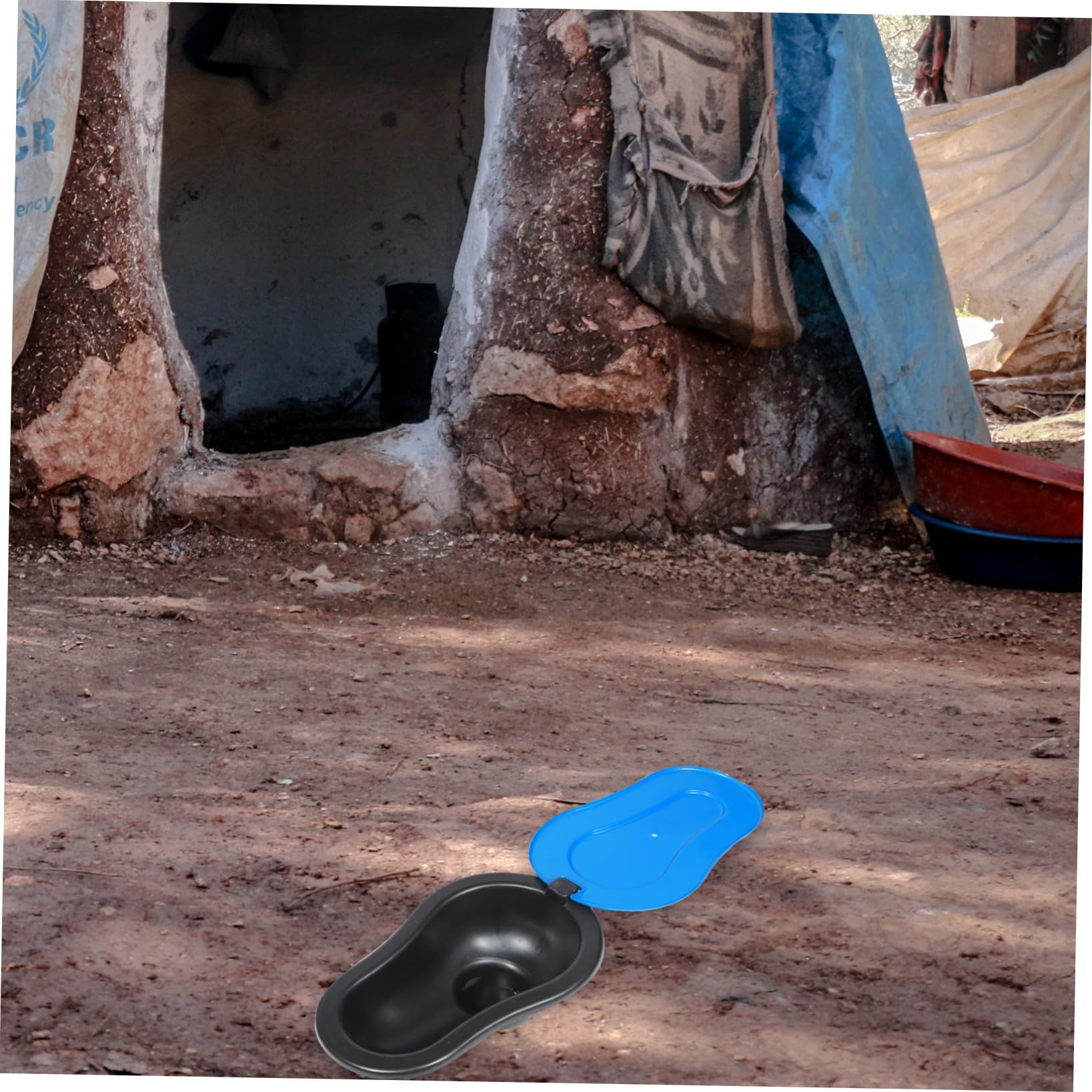 Mikinona 2 Stück Behelfstoiletten aus Kunststoff Tragbare Arbeitertoiletten Provisorische Hocktoiletten für Baustelle und Outdoor Wc Urin